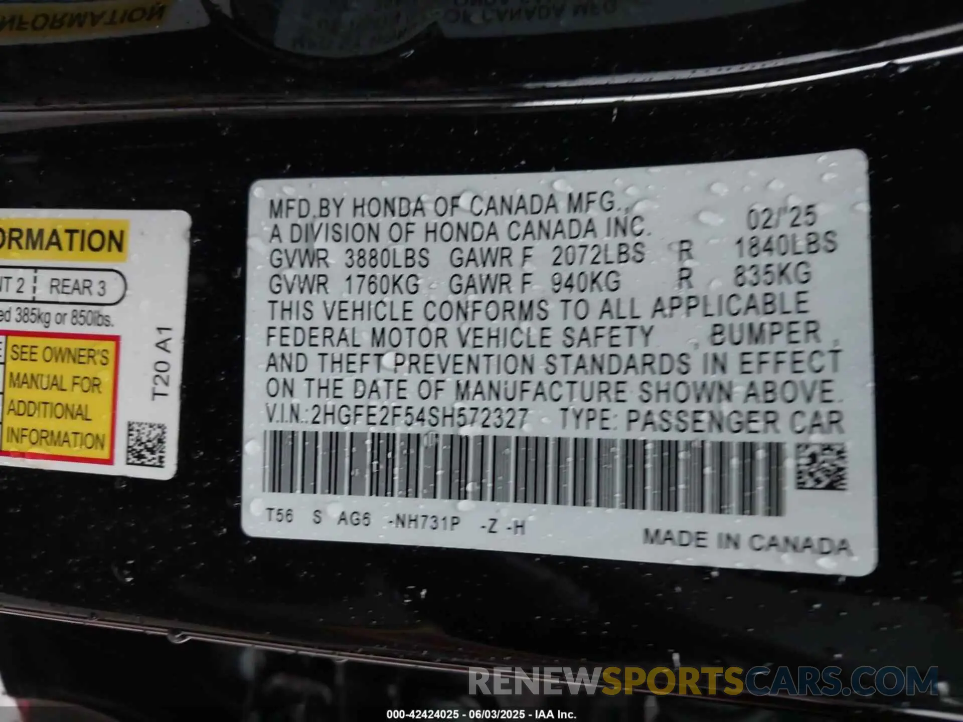 9 Photograph of a damaged car 2HGFE2F54SH572327 HONDA CIVIC 2025