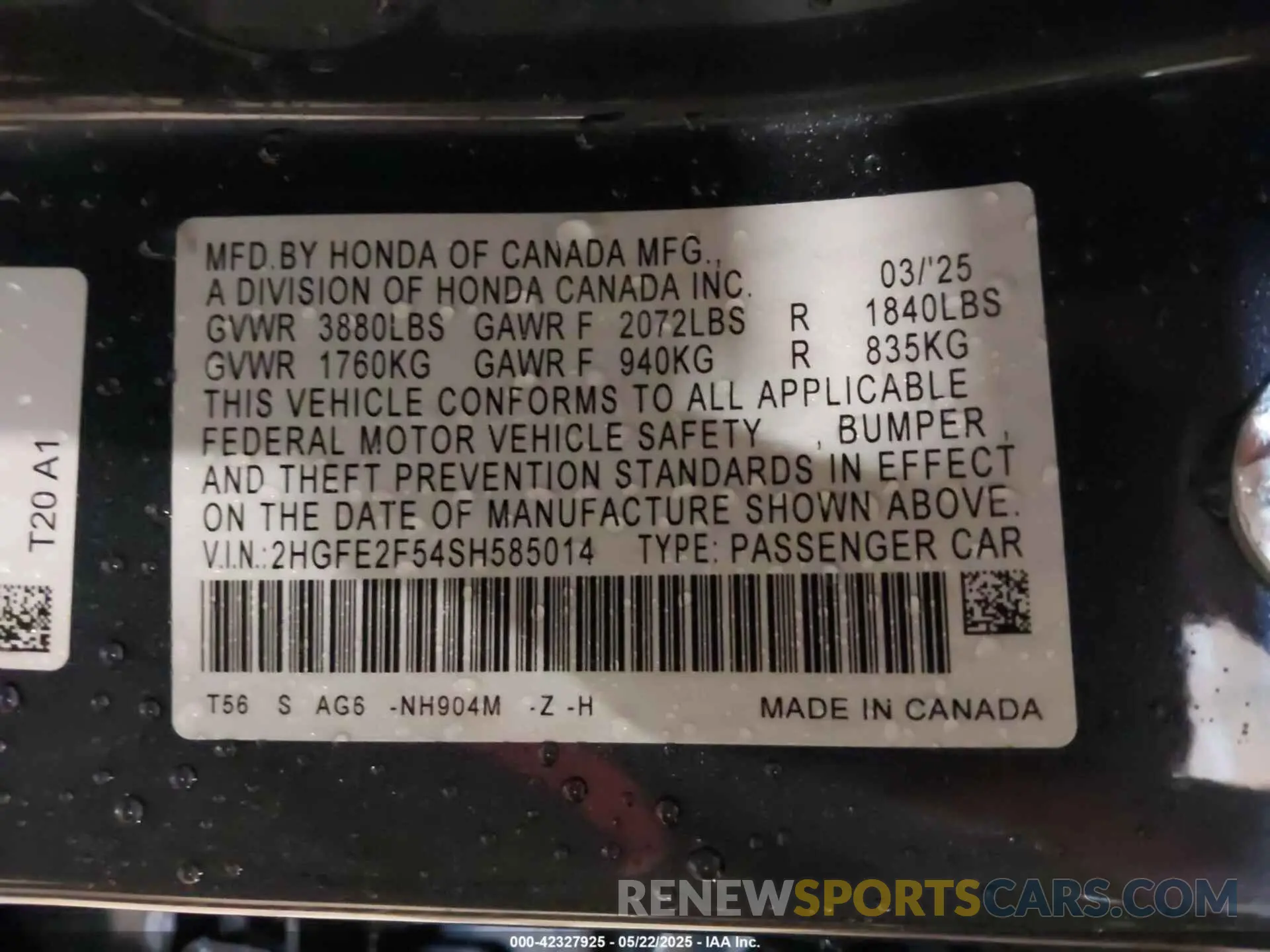 9 Photograph of a damaged car 2HGFE2F54SH585014 HONDA CIVIC 2025