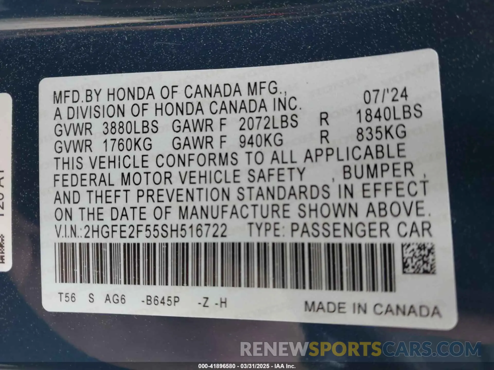 9 Photograph of a damaged car 2HGFE2F55SH516722 HONDA CIVIC 2025