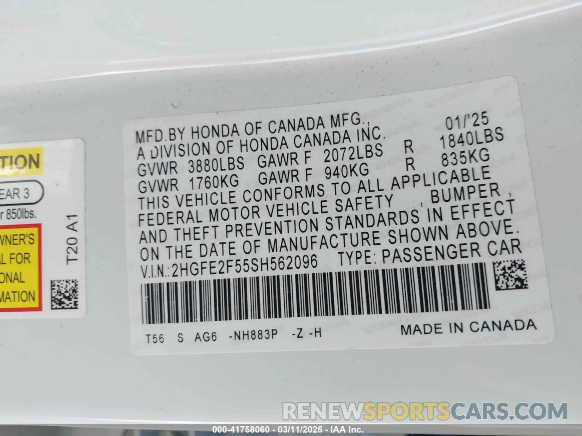 9 Photograph of a damaged car 2HGFE2F55SH562096 HONDA CIVIC 2025