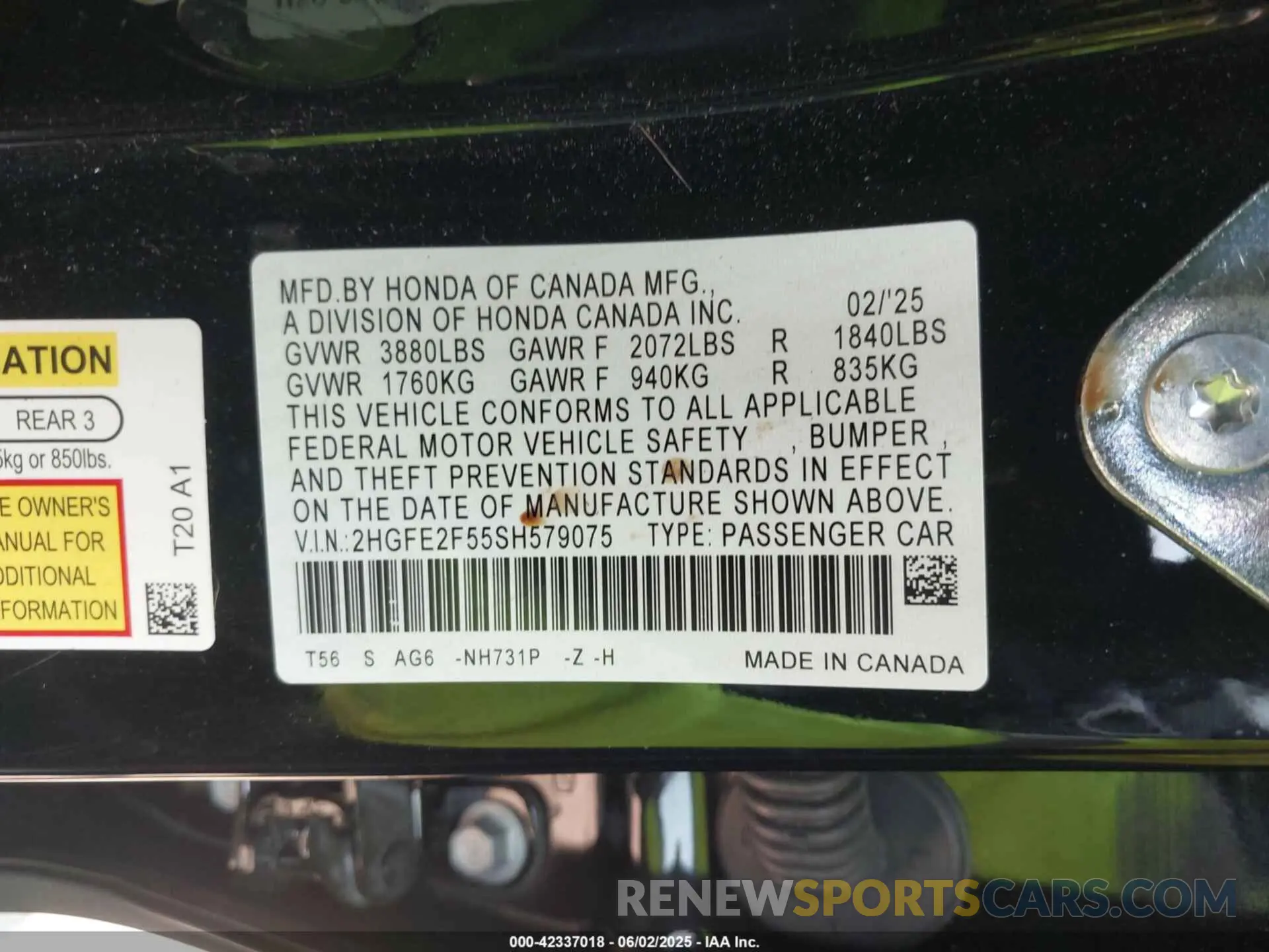 9 Photograph of a damaged car 2HGFE2F55SH579075 HONDA CIVIC 2025