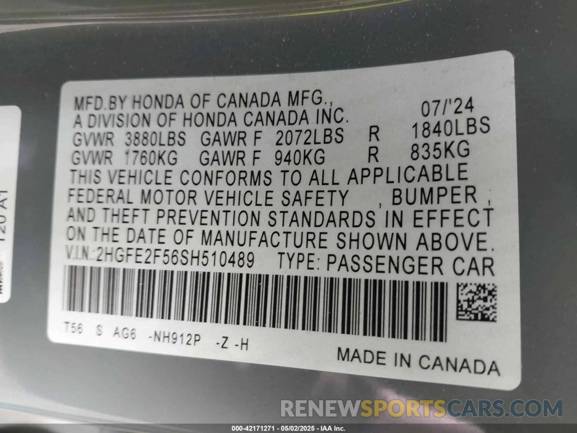 9 Photograph of a damaged car 2HGFE2F56SH510489 HONDA CIVIC 2025
