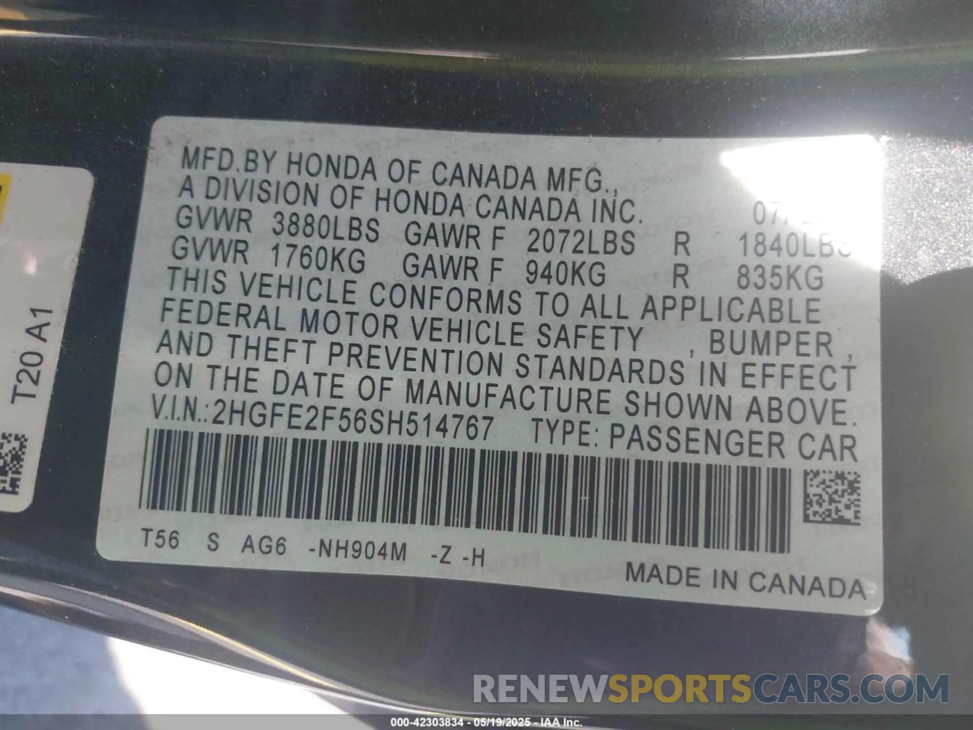 9 Photograph of a damaged car 2HGFE2F56SH514767 HONDA CIVIC 2025