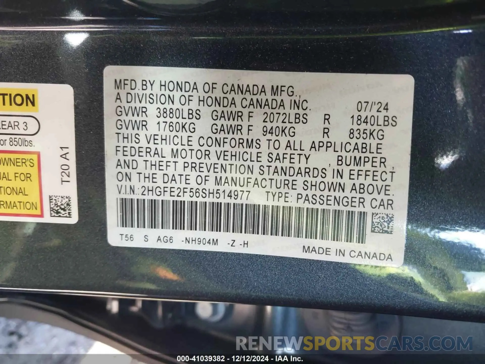9 Photograph of a damaged car 2HGFE2F56SH514977 HONDA CIVIC 2025