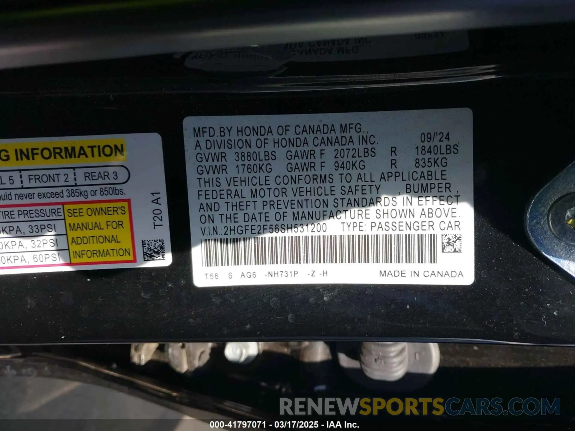 9 Photograph of a damaged car 2HGFE2F56SH531200 HONDA CIVIC 2025
