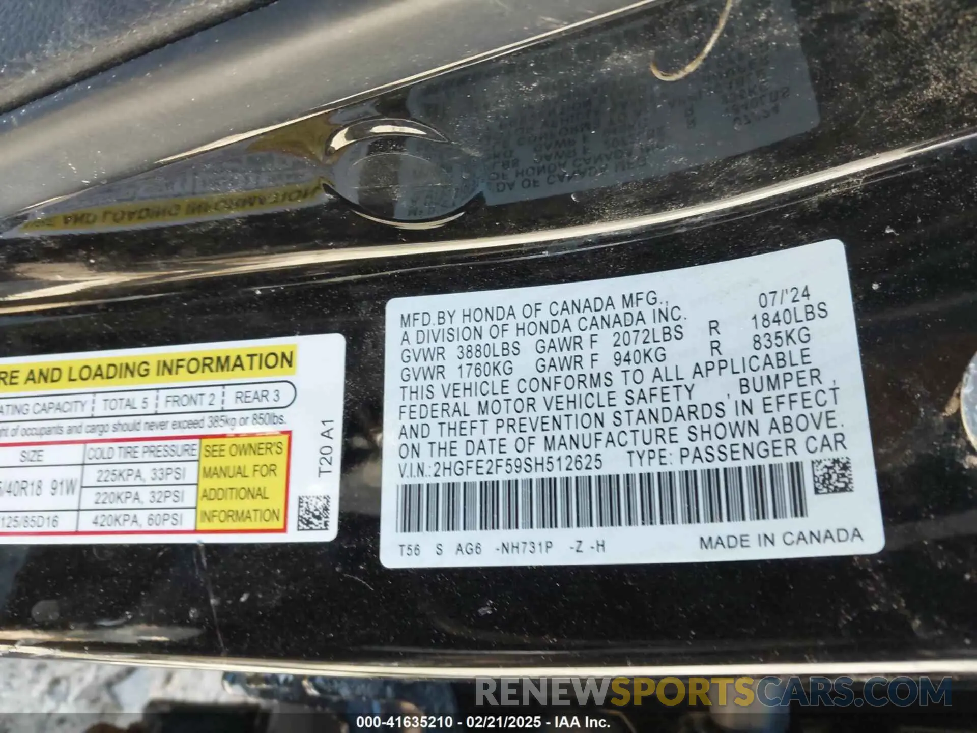 9 Photograph of a damaged car 2HGFE2F59SH512625 HONDA CIVIC 2025