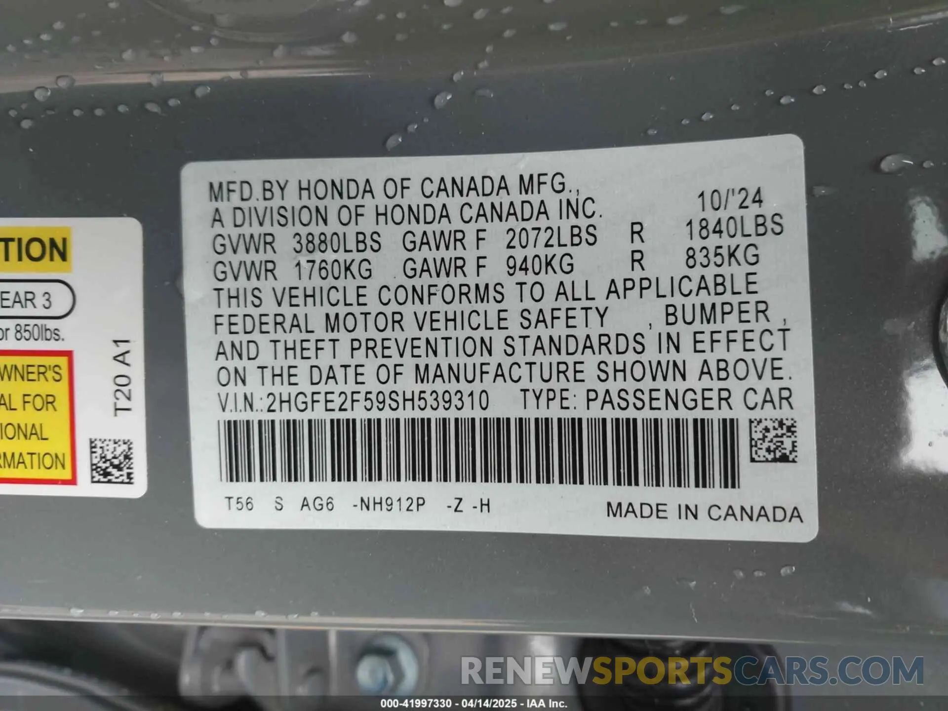 9 Photograph of a damaged car 2HGFE2F59SH539310 HONDA CIVIC 2025