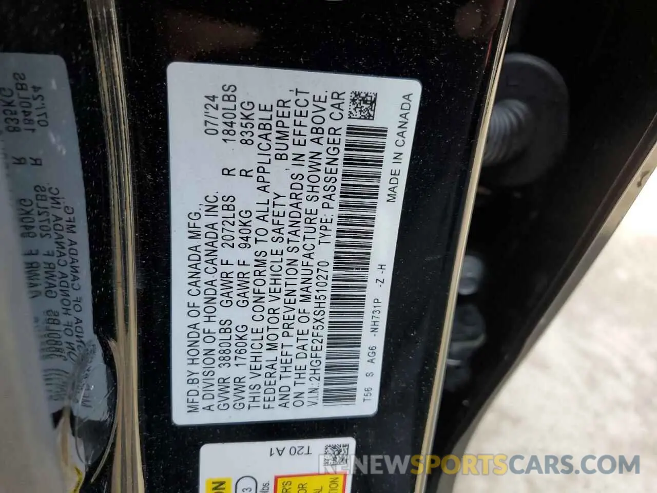 14 Photograph of a damaged car 2HGFE2F5XSH510270 HONDA CIVIC 2025