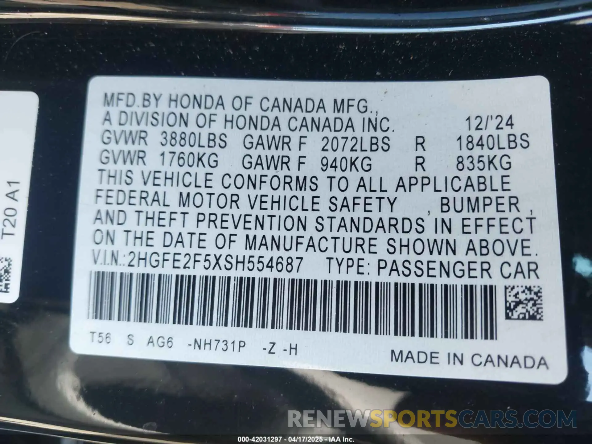9 Photograph of a damaged car 2HGFE2F5XSH554687 HONDA CIVIC 2025