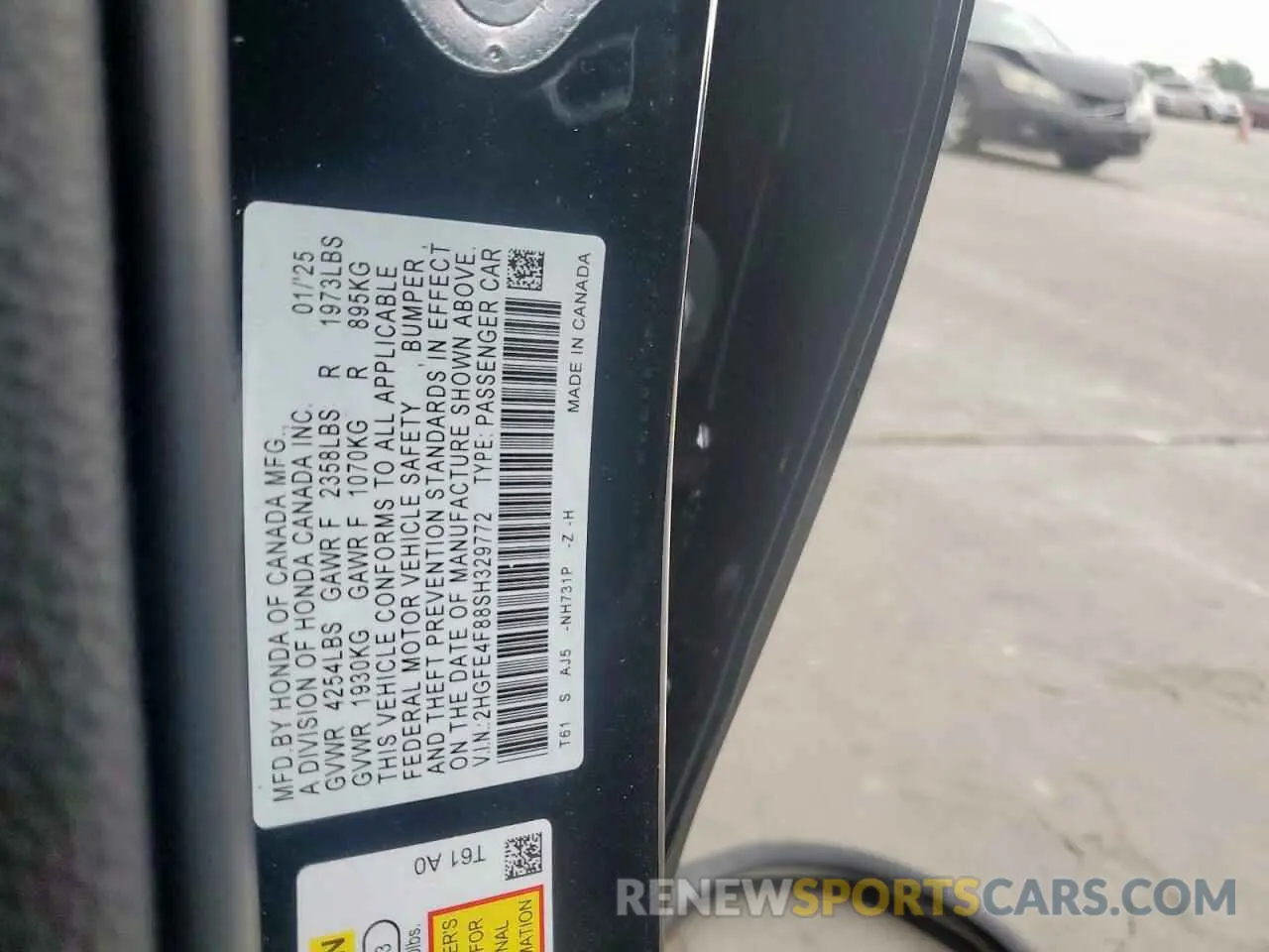12 Photograph of a damaged car 2HGFE4F88SH329772 HONDA CIVIC 2025