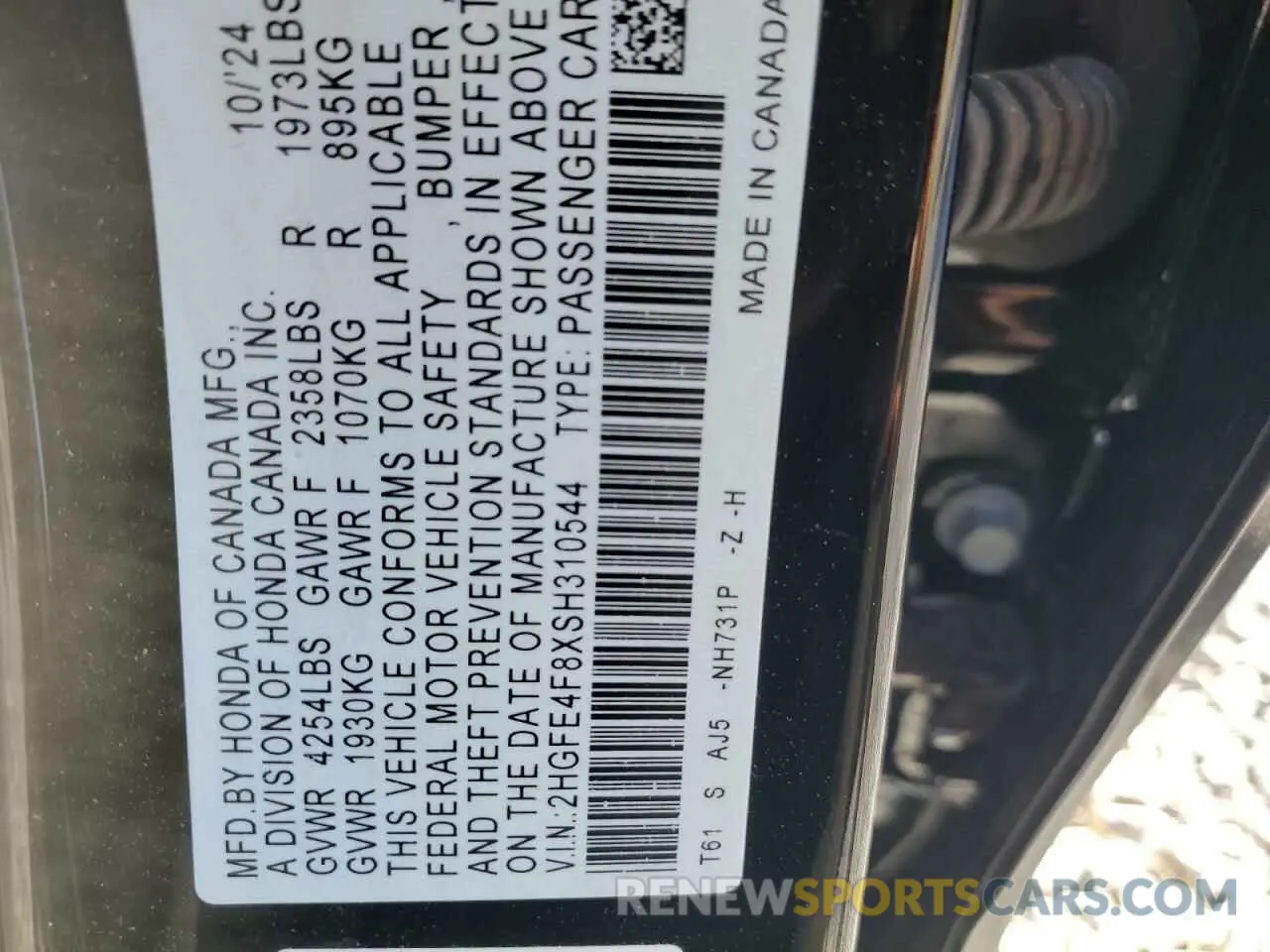 12 Photograph of a damaged car 2HGFE4F8XSH310544 HONDA CIVIC 2025