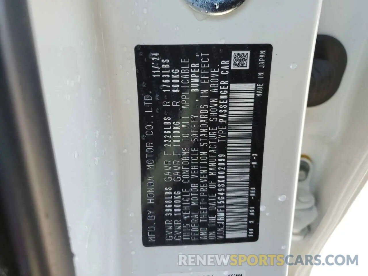 12 Photograph of a damaged car JHMFL5G49SX002099 HONDA CIVIC 2025