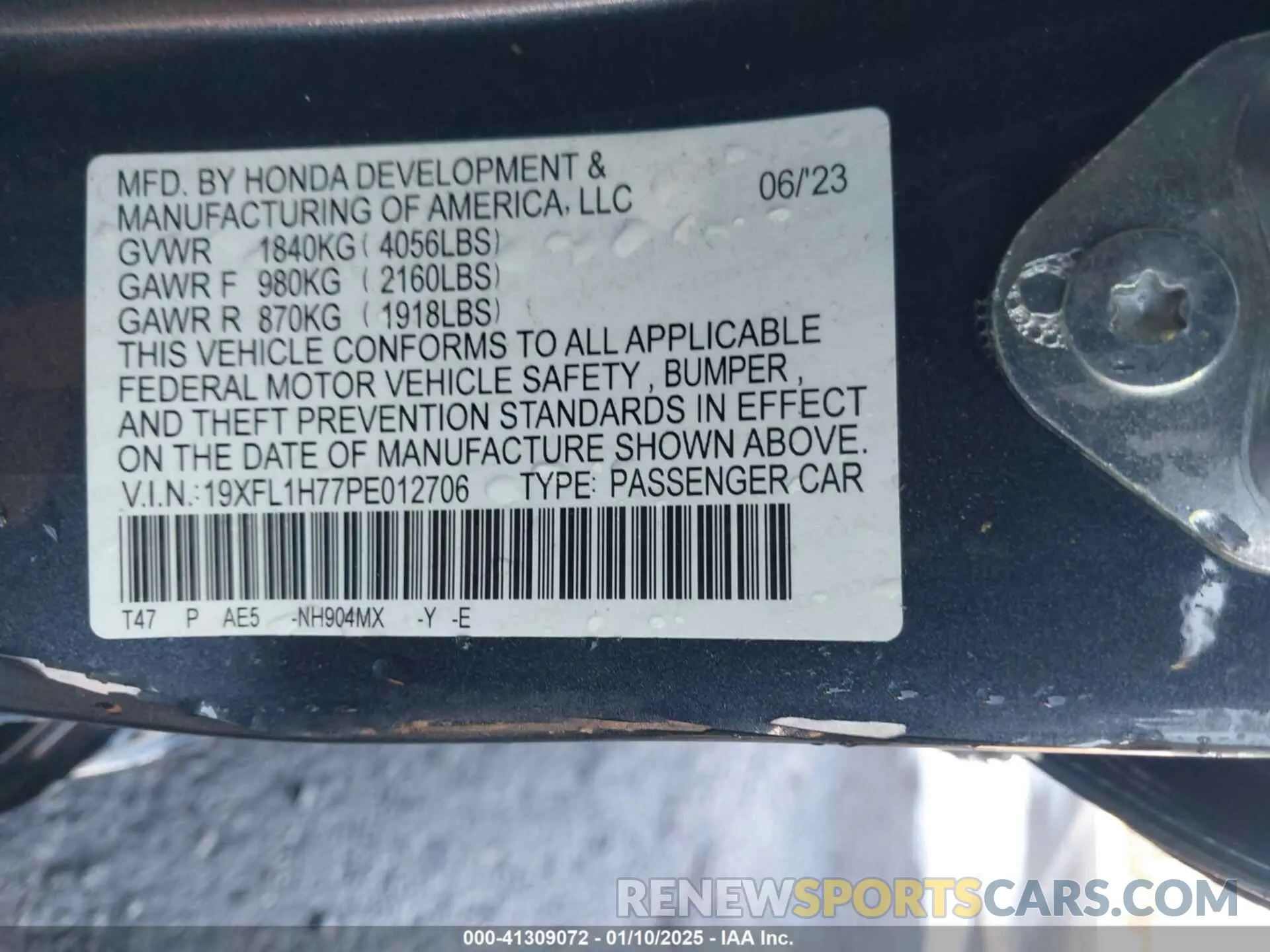 9 Photograph of a damaged car 19XFL1H77PE012706 HONDA CIVIC HATCHBACK 2023