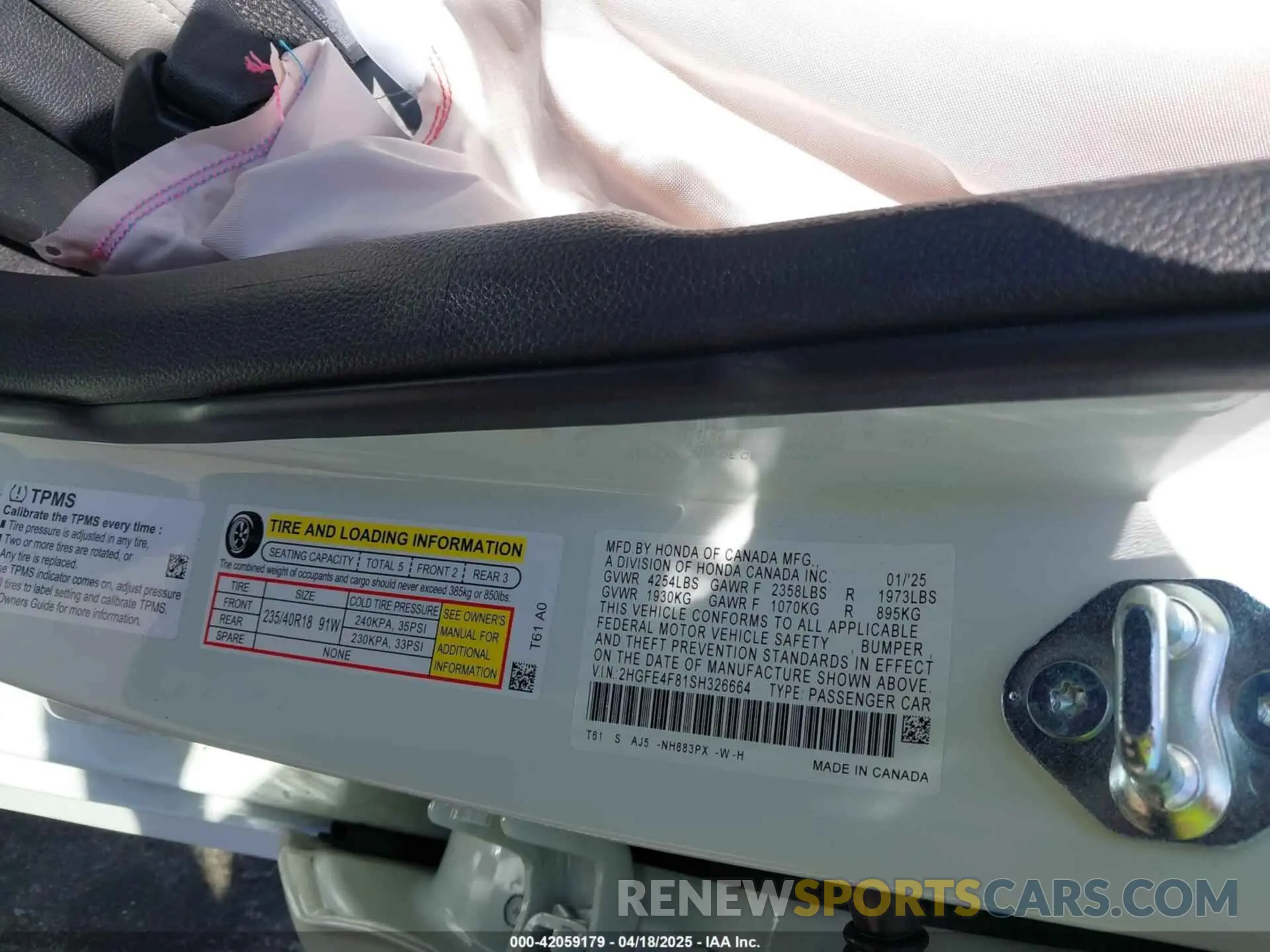 9 Photograph of a damaged car 2HGFE4F81SH326664 HONDA CIVIC  HYBRID 2025