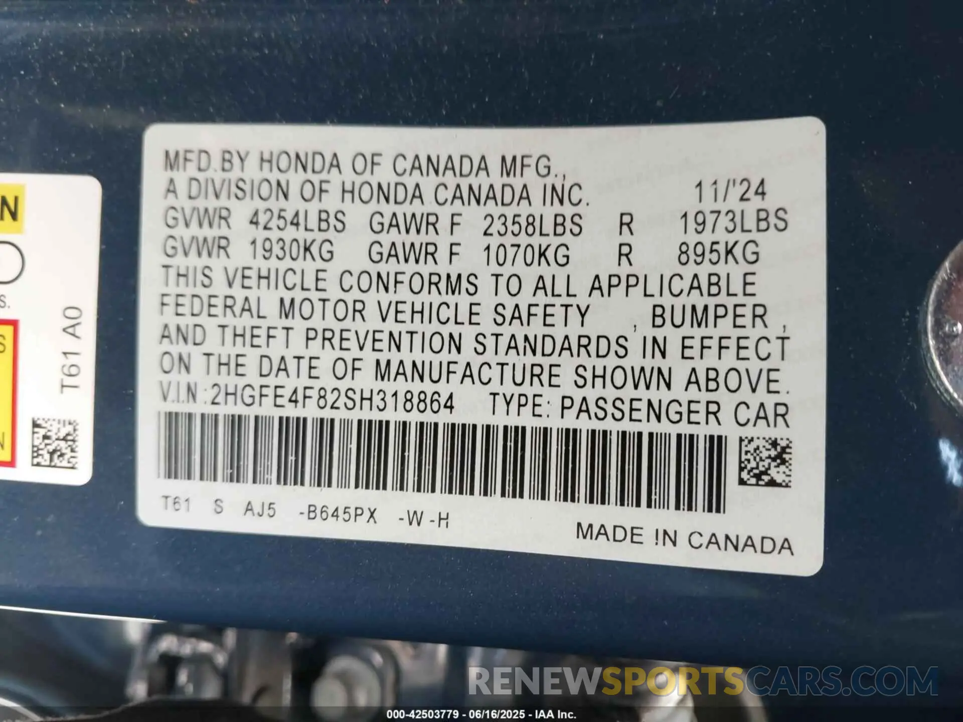9 Photograph of a damaged car 2HGFE4F82SH318864 HONDA CIVIC HYBRID 2025
