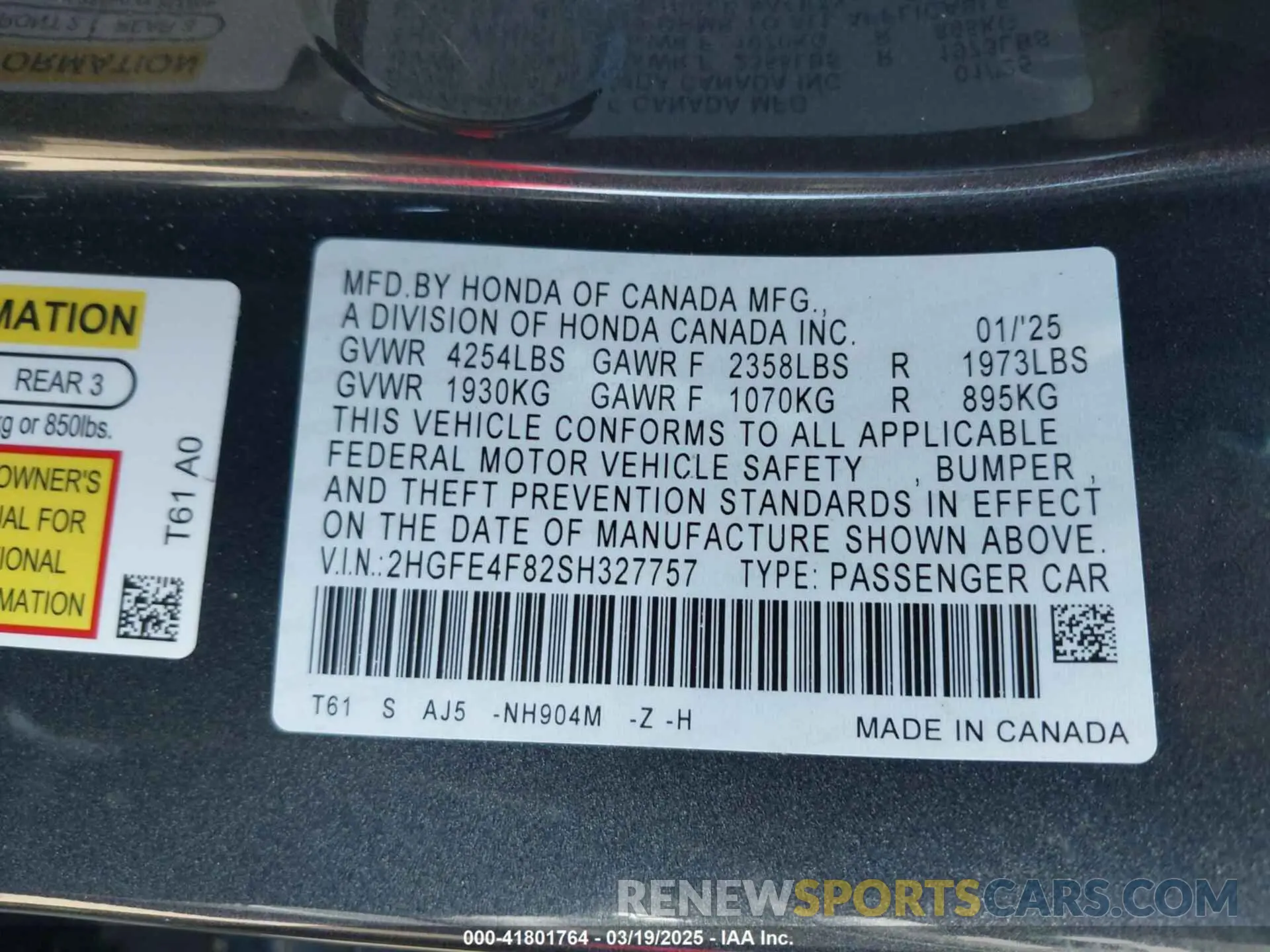 9 Photograph of a damaged car 2HGFE4F82SH327757 HONDA CIVIC  HYBRID 2025
