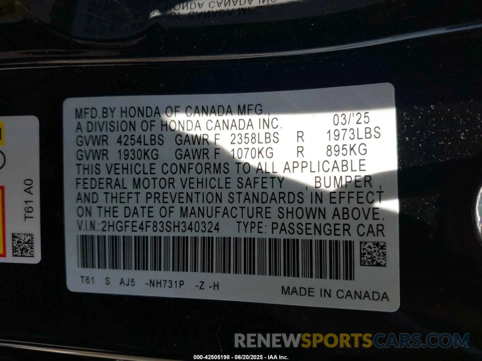 9 Photograph of a damaged car 2HGFE4F83SH340324 HONDA CIVIC HYBRID 2025