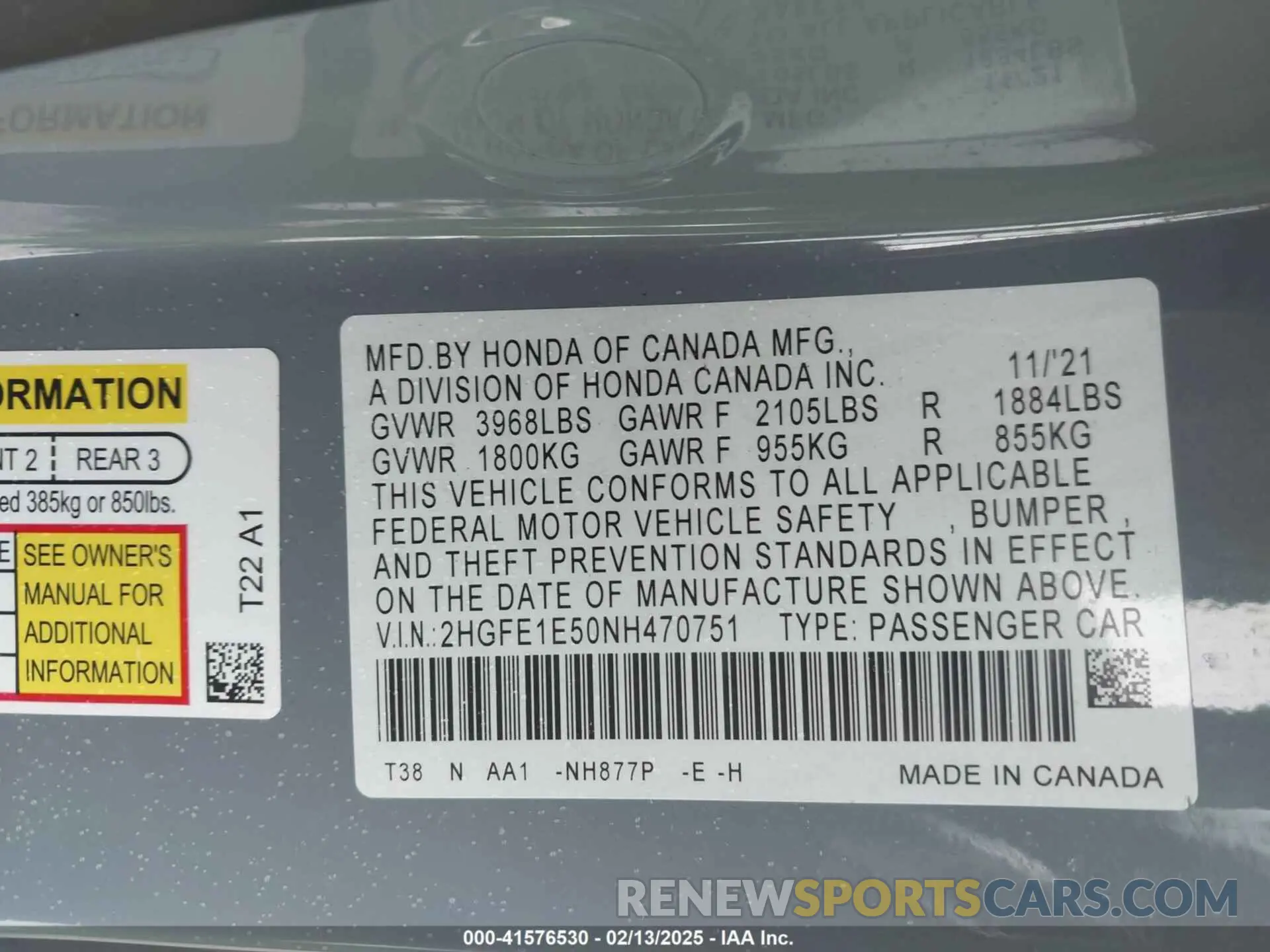 9 Photograph of a damaged car 2HGFE1E50NH470751 HONDA CIVIC SI 2022