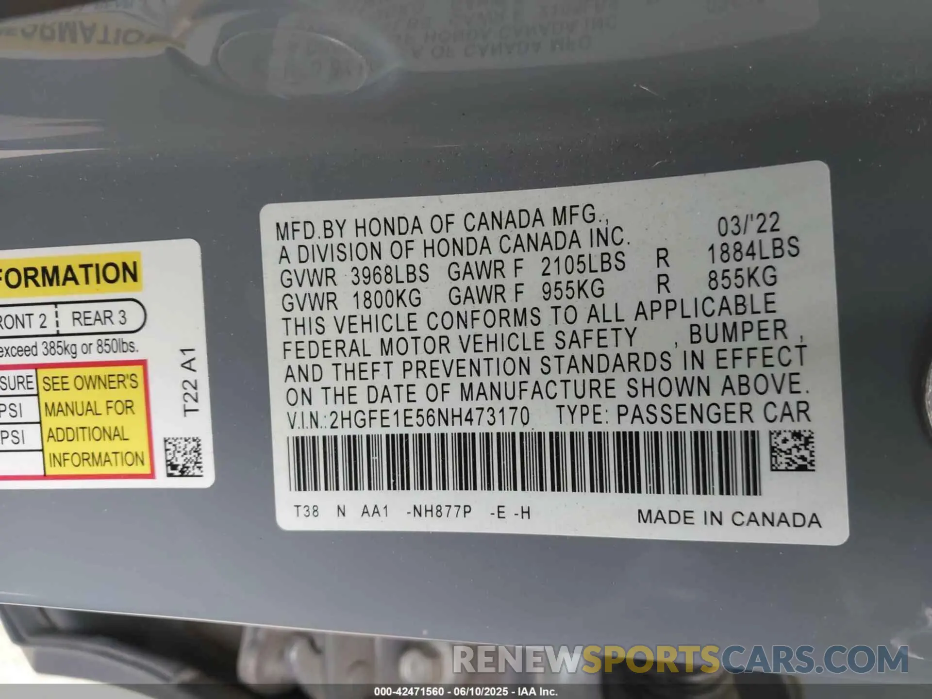 9 Photograph of a damaged car 2HGFE1E56NH473170 HONDA CIVIC SI 2022