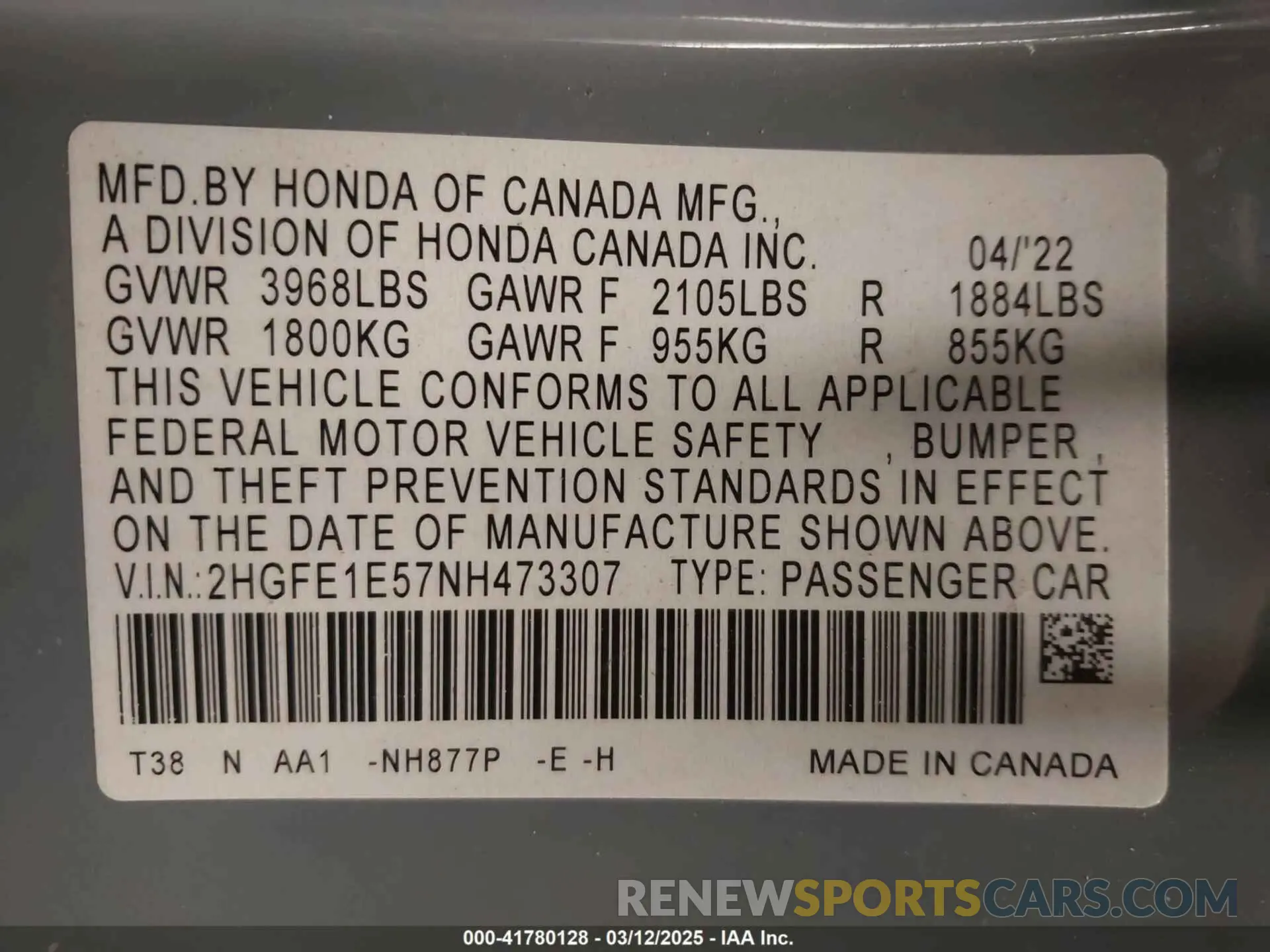 9 Photograph of a damaged car 2HGFE1E57NH473307 HONDA CIVIC SI 2022