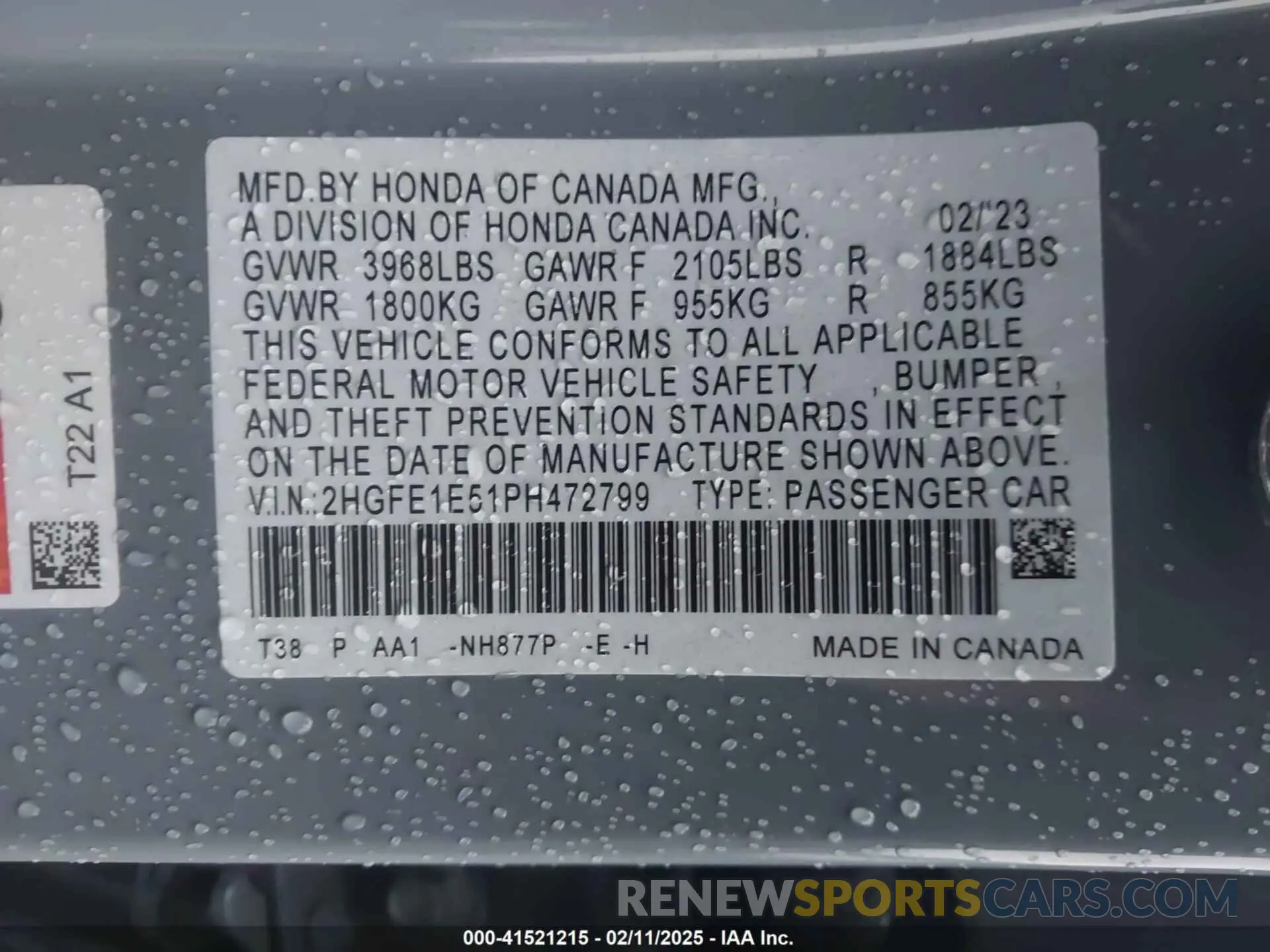 9 Photograph of a damaged car 2HGFE1E51PH472799 HONDA CIVIC SI 2023
