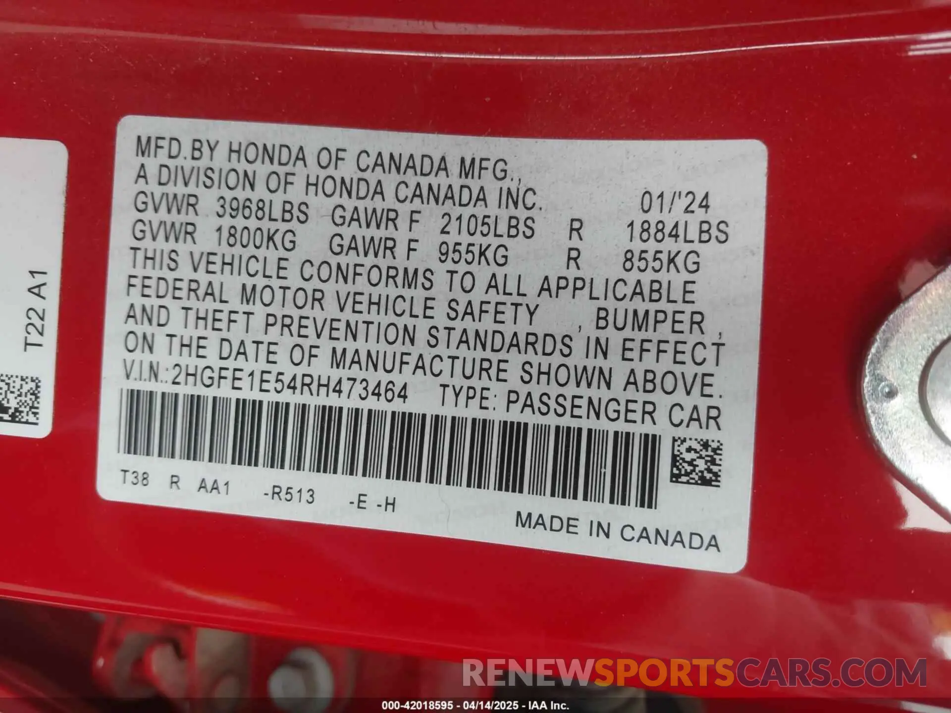 9 Photograph of a damaged car 2HGFE1E54RH473464 HONDA CIVIC SI 2024