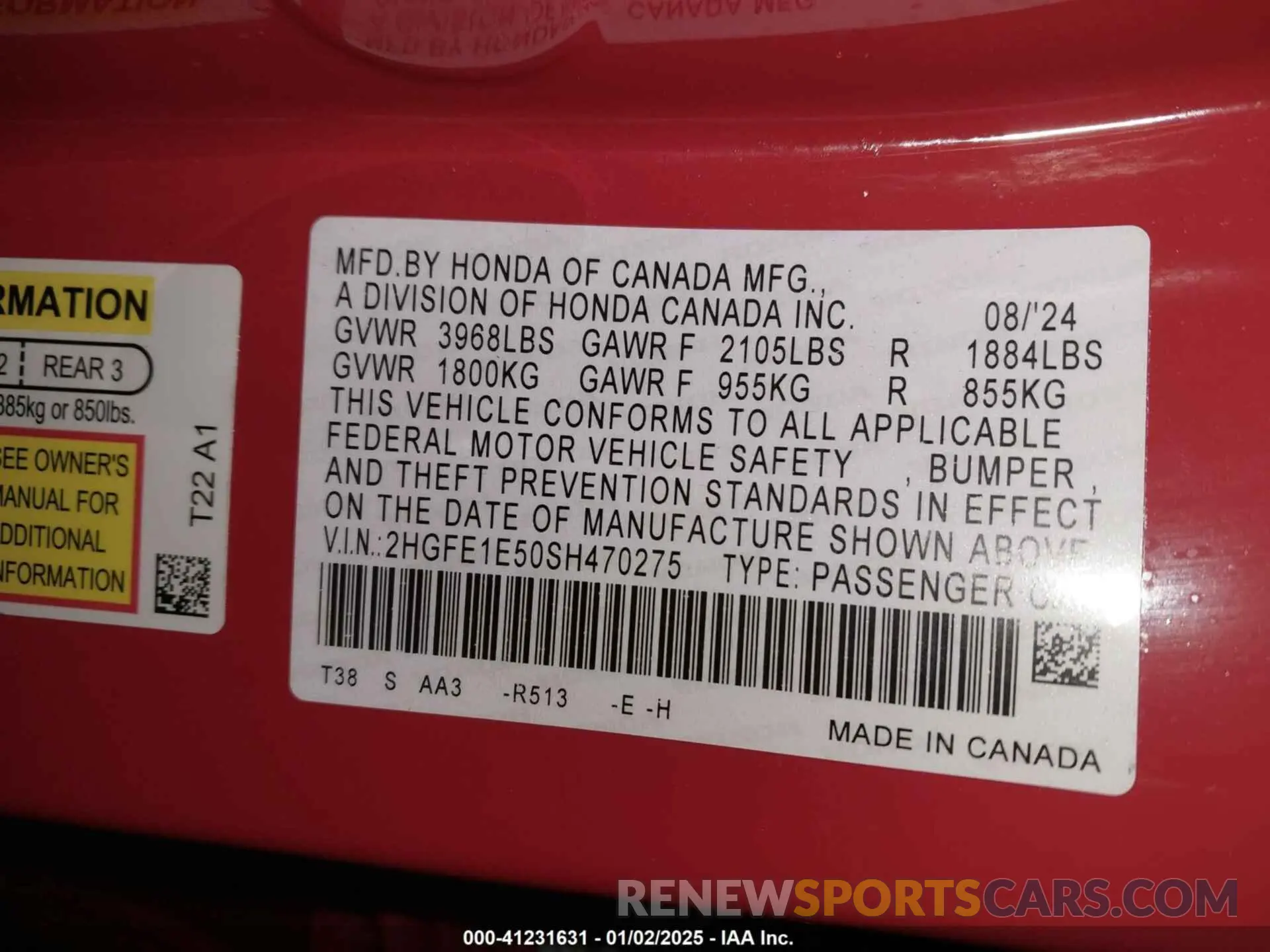 9 Photograph of a damaged car 2HGFE1E50SH470275 HONDA CIVIC SI 2025