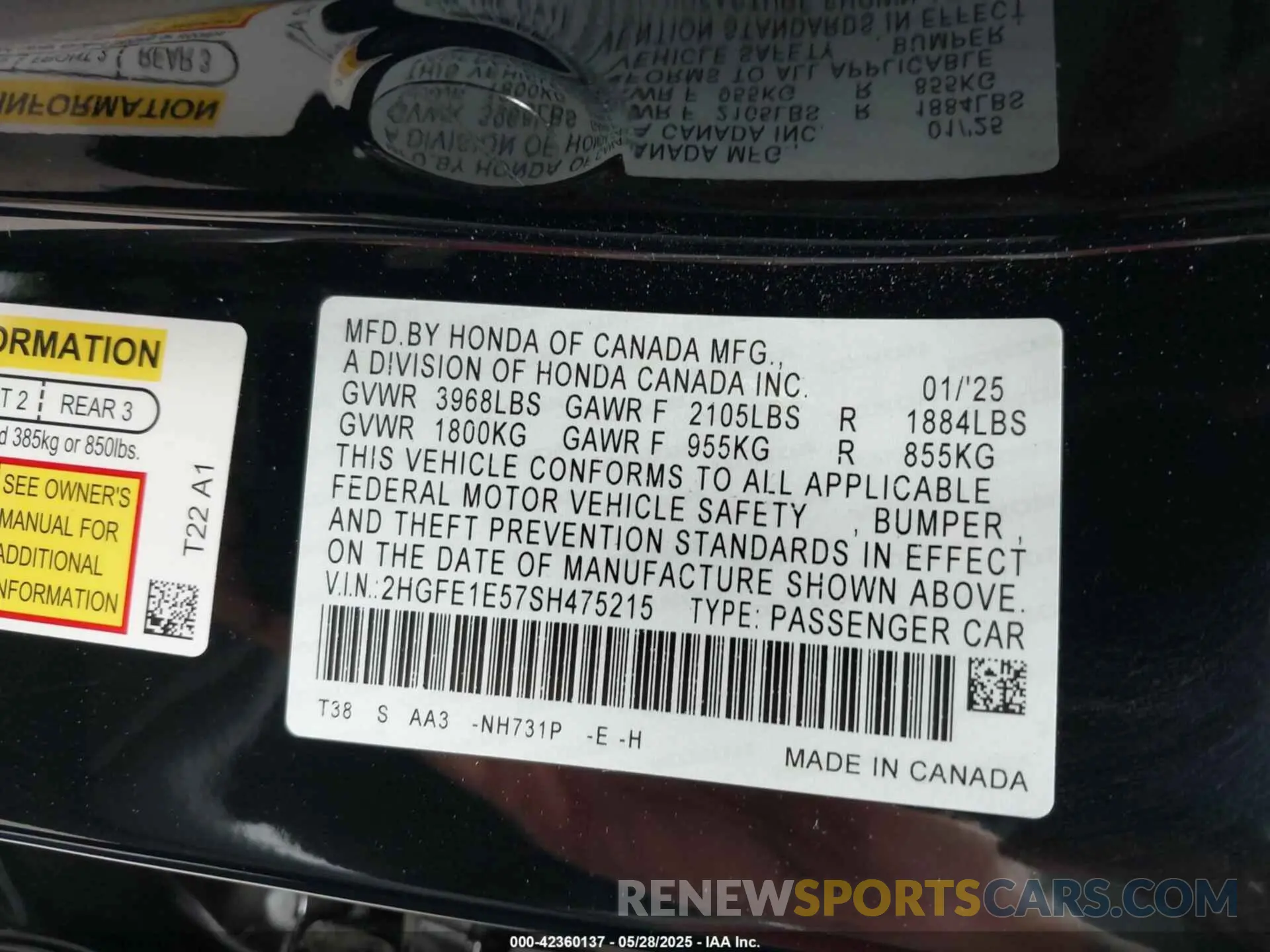 9 Photograph of a damaged car 2HGFE1E57SH475215 HONDA CIVIC SI 2025