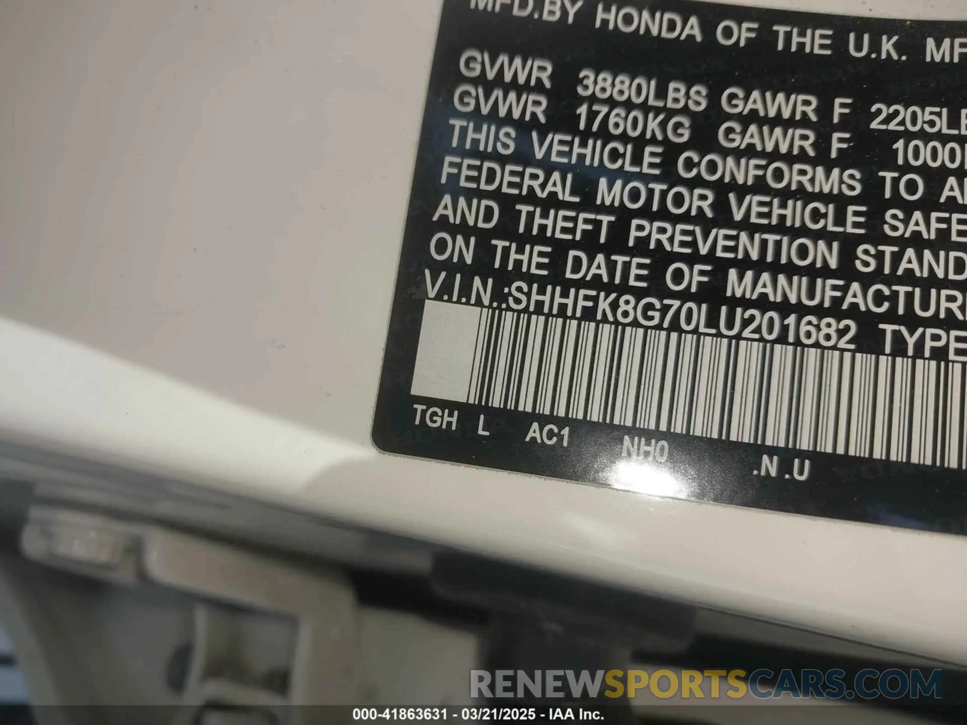 9 Photograph of a damaged car SHHFK8G70L4201682 HONDA CIVIC TYPE R 2020