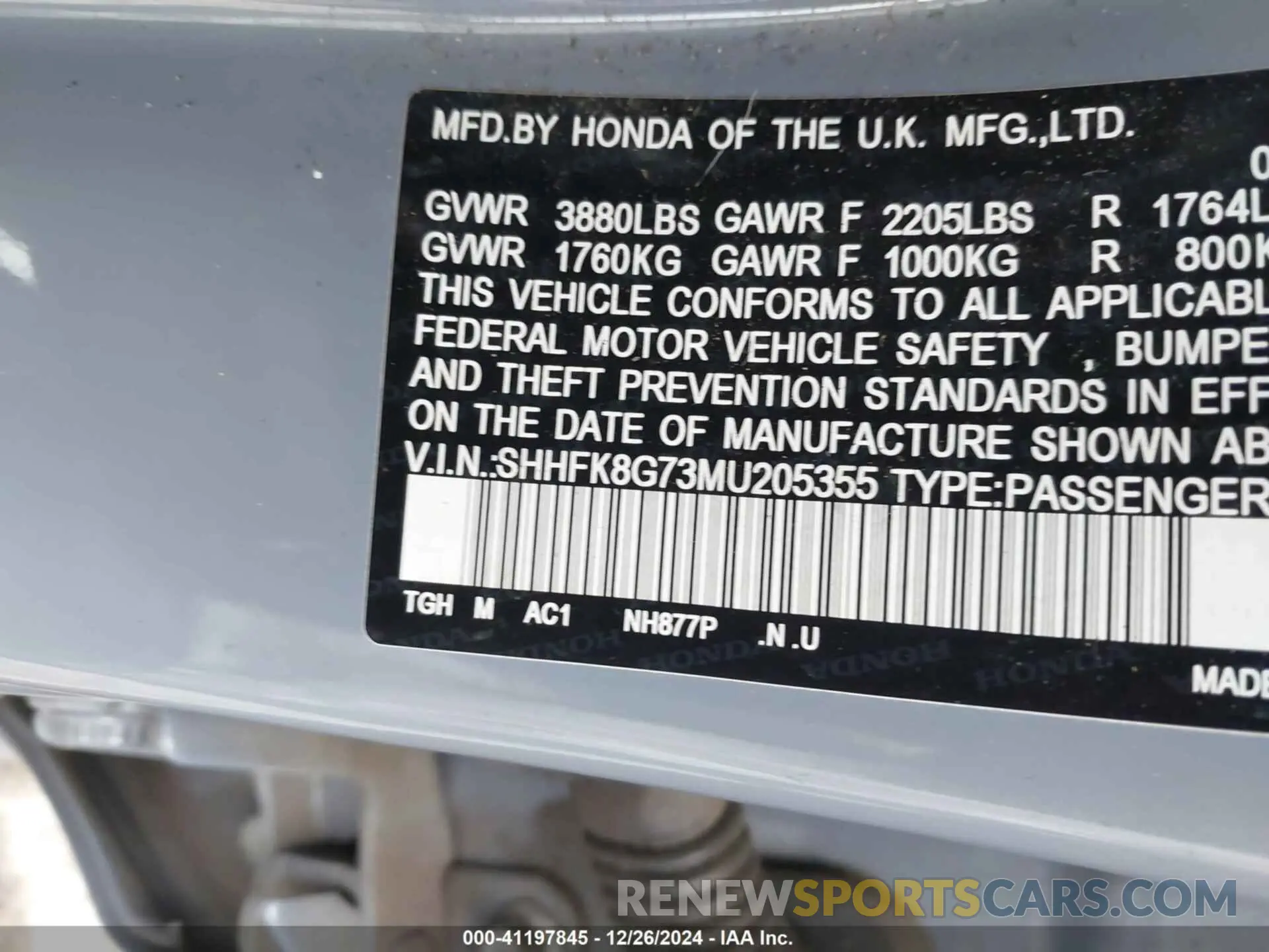 9 Photograph of a damaged car SHHFK8G73MU205355 HONDA CIVIC TYPE R 2021