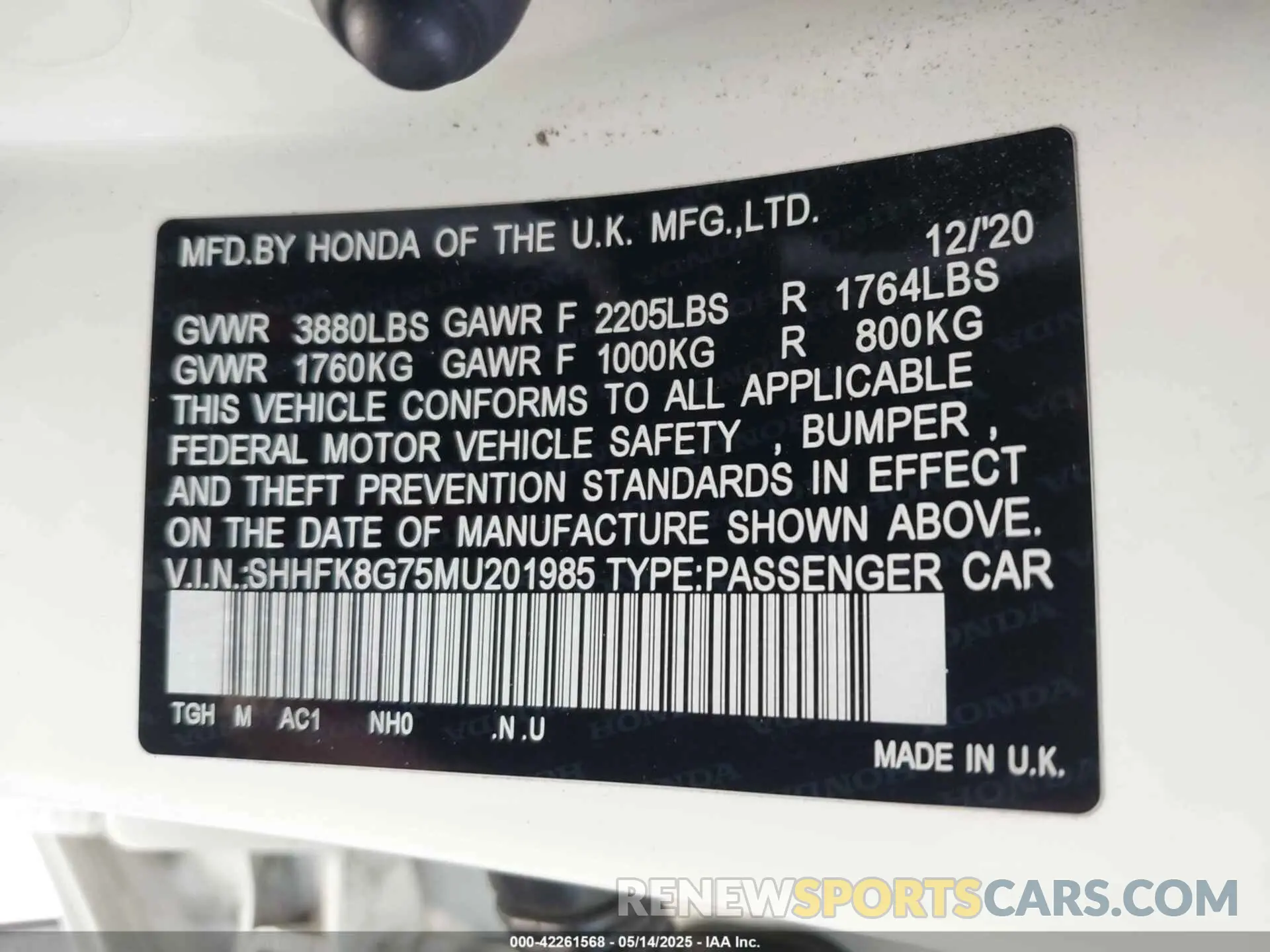 9 Photograph of a damaged car SHHFK8G75MU201985 HONDA CIVIC TYPE R 2021