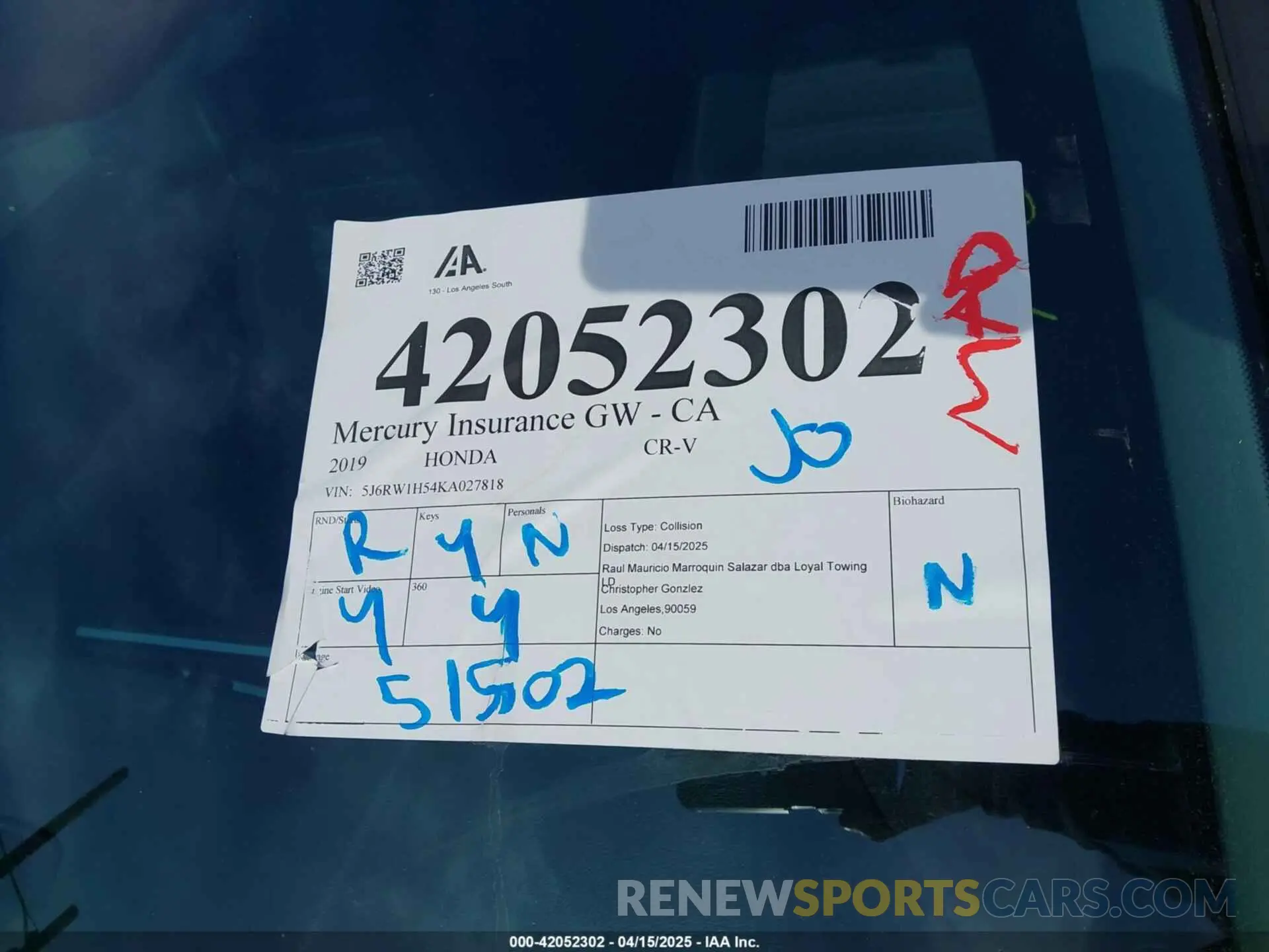 18 Photograph of a damaged car 5J6RW1H54KA027818 HONDA CR-V 2019
