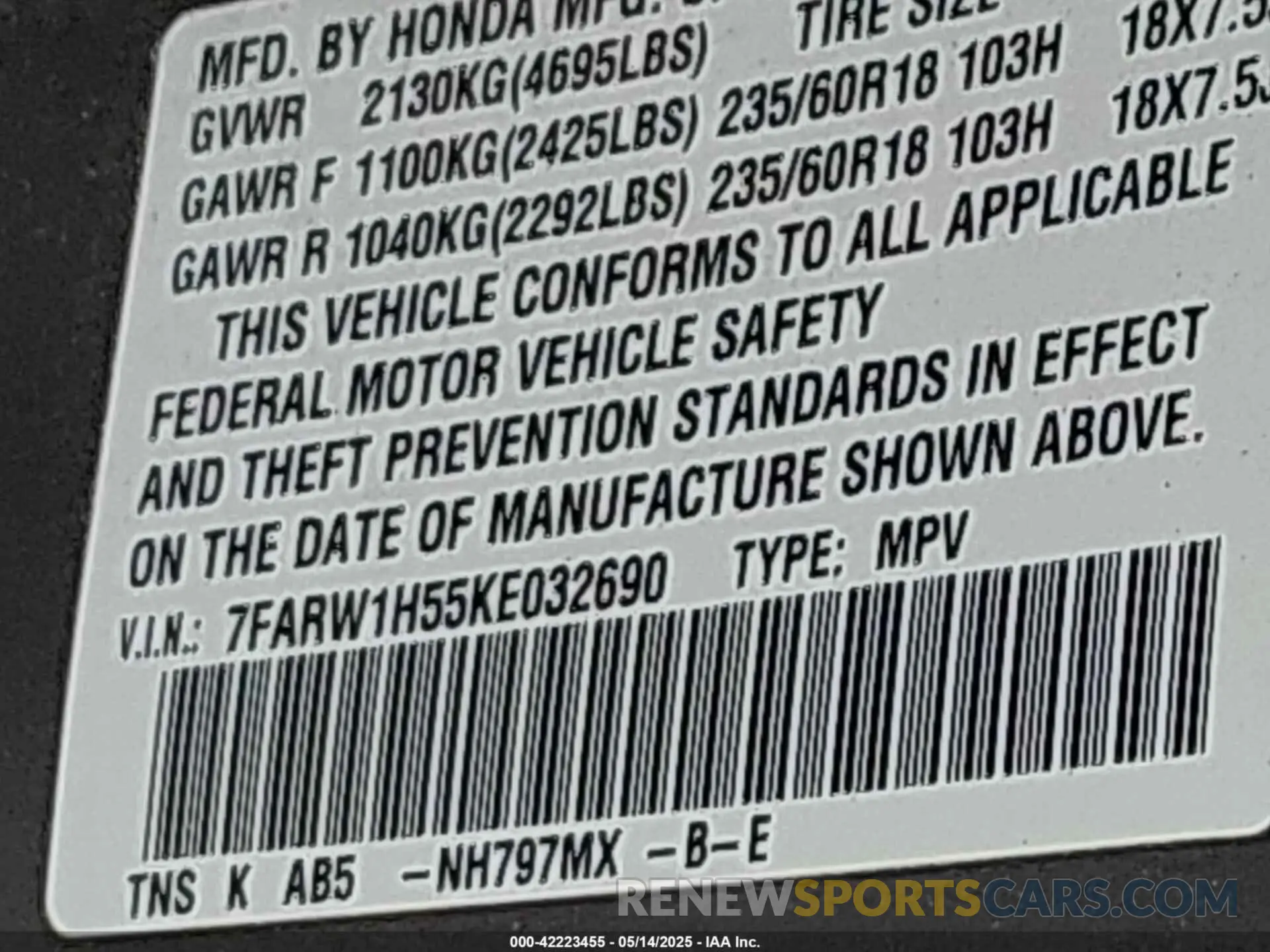 9 Photograph of a damaged car 7FARW1H55KE032690 HONDA CR-V 2019