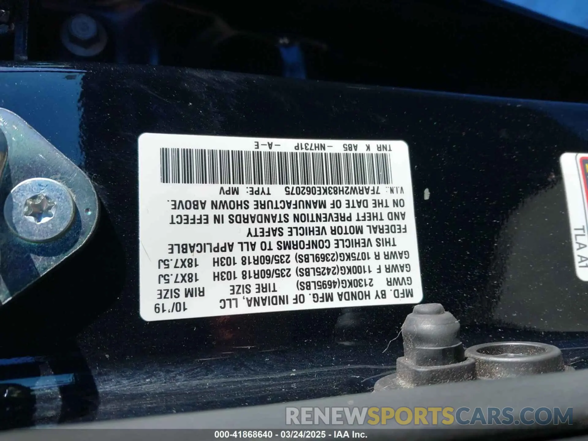 9 Photograph of a damaged car 7FARW2H83KE062075 HONDA CR-V 2019