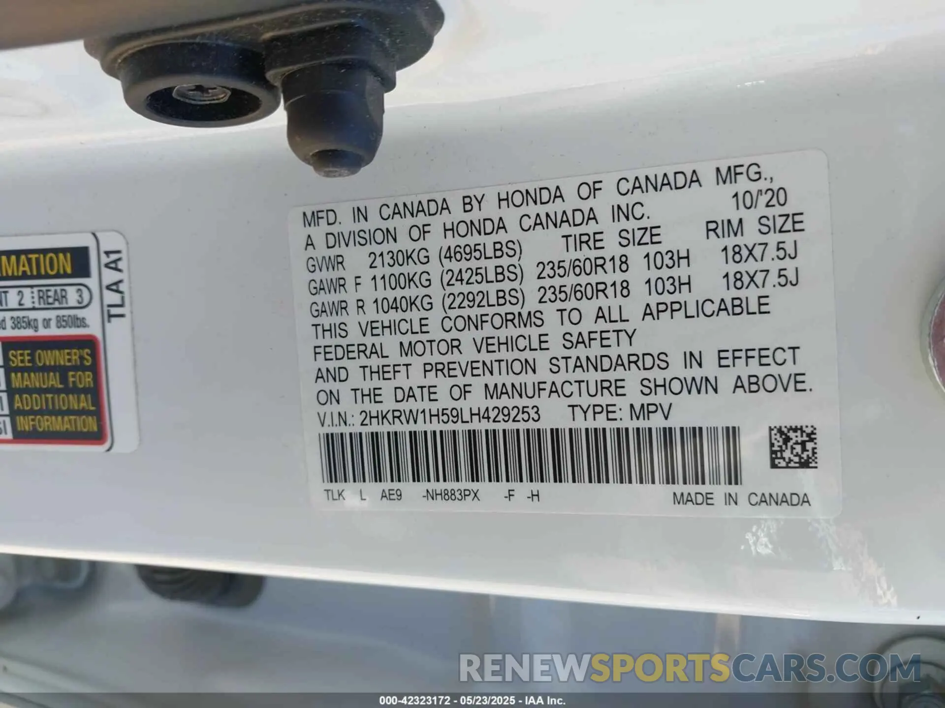 9 Photograph of a damaged car 2HKRW1H59LH429253 HONDA CR-V 2020