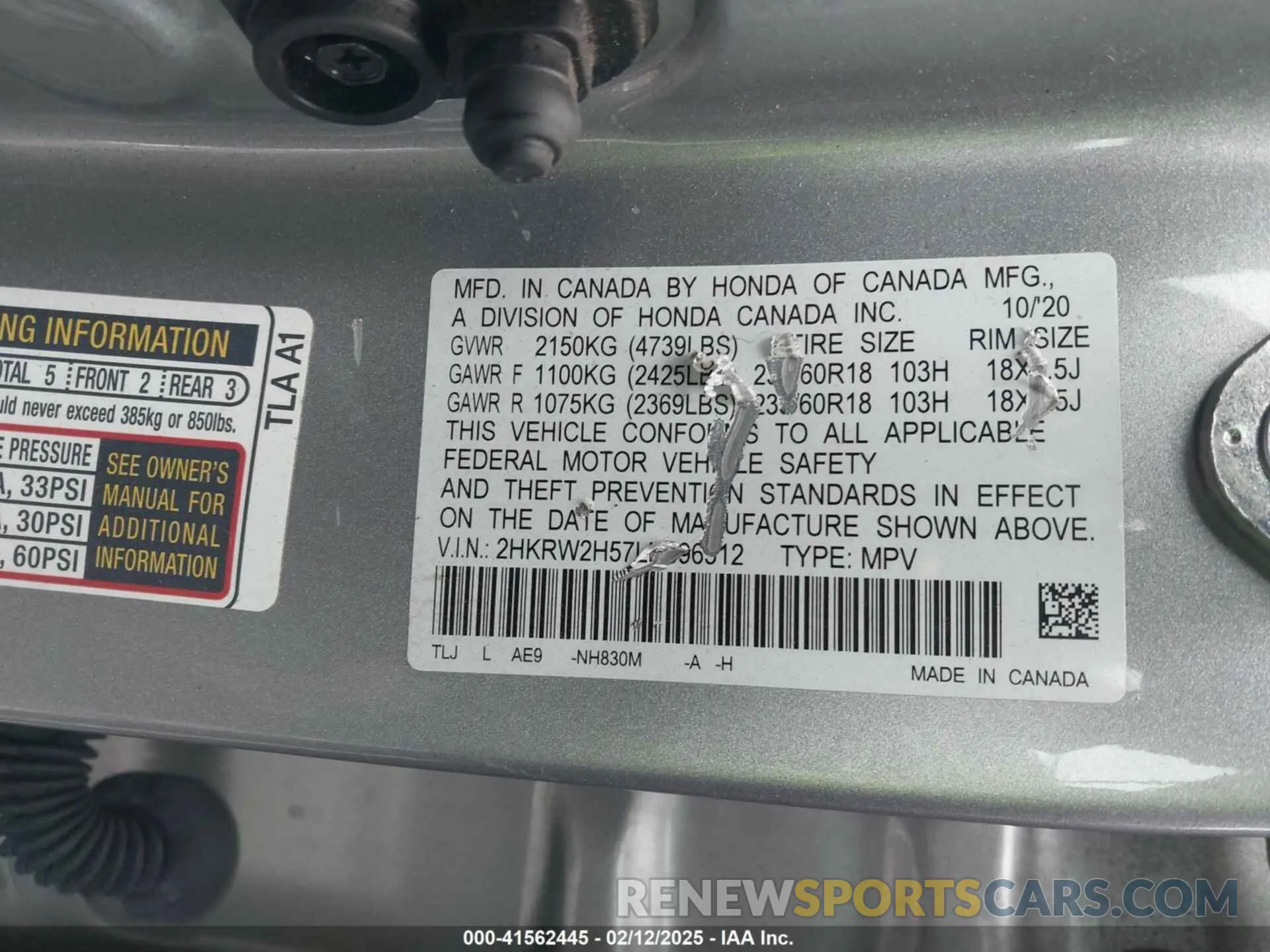 9 Photograph of a damaged car 2HKRW2H57LH696512 HONDA CR-V 2020