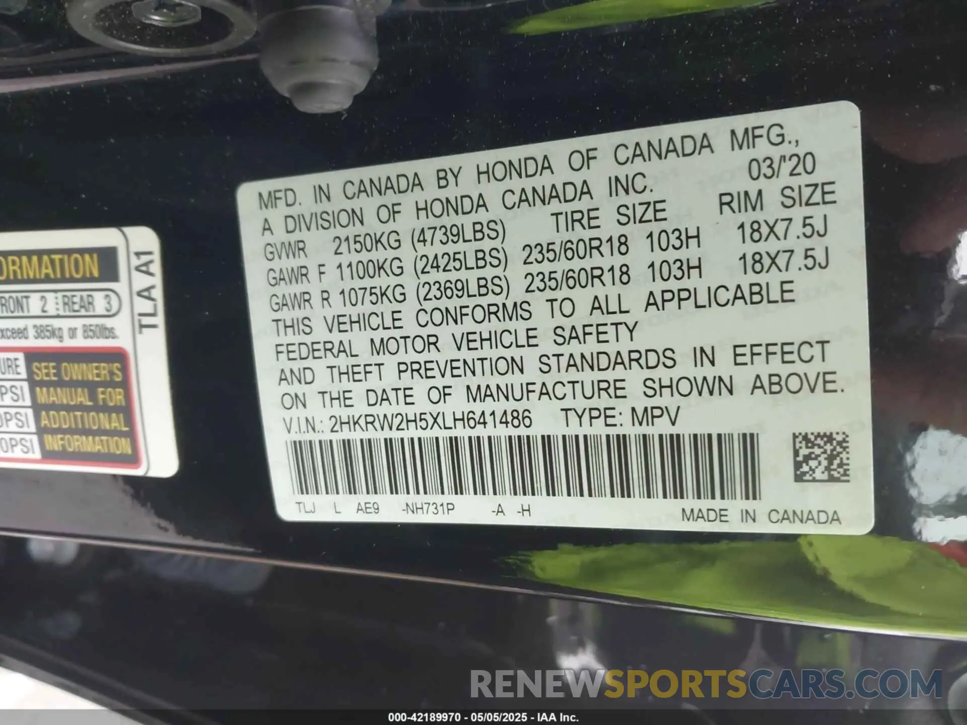 9 Photograph of a damaged car 2HKRW2H5XLH641486 HONDA CR-V 2020