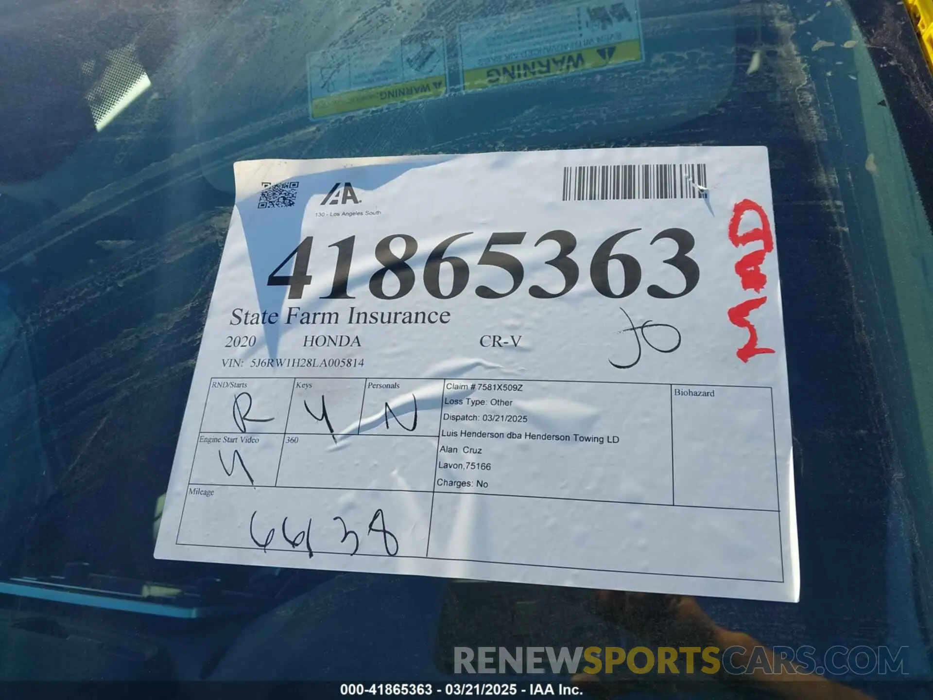 18 Photograph of a damaged car 5J6RW1H28LA005814 HONDA CR-V 2020