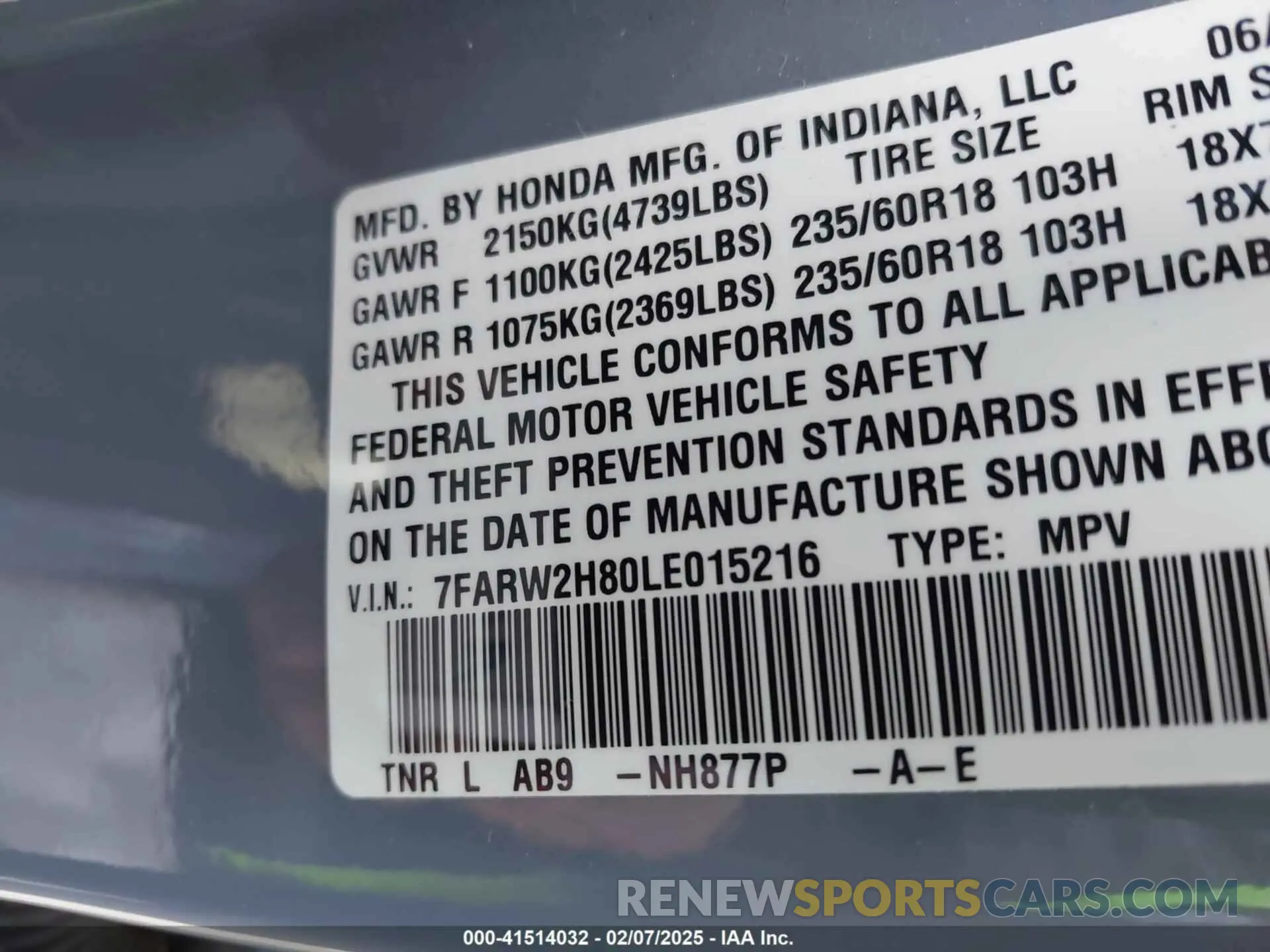 9 Photograph of a damaged car 7FARW2H80LE015216 HONDA CR-V 2020