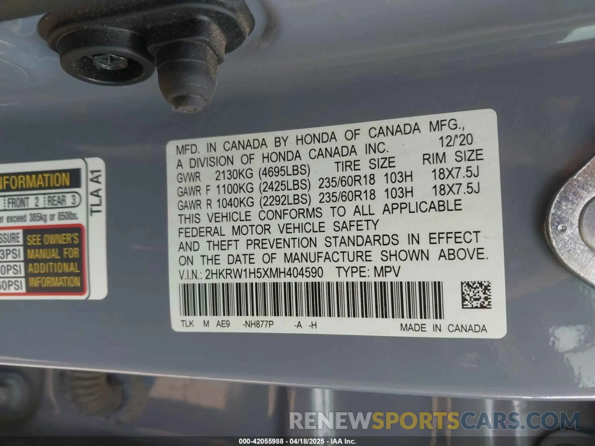 9 Photograph of a damaged car 2HKRW1H5XMH404590 HONDA CR-V 2021