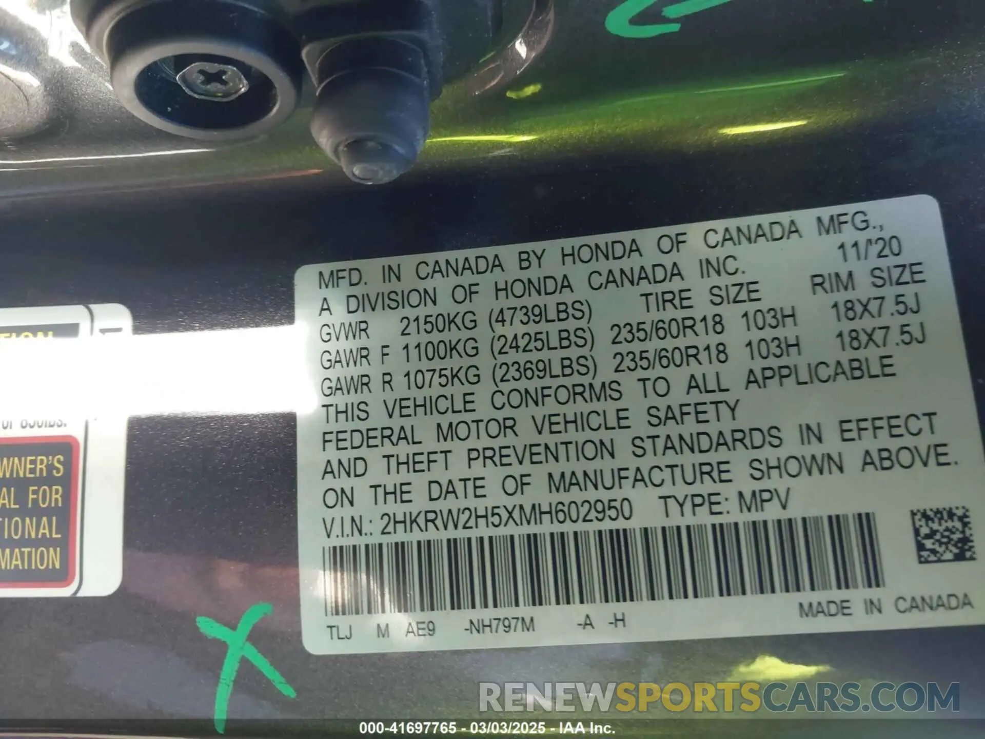 9 Photograph of a damaged car 2HKRW2H5XMH602950 HONDA CR-V 2021