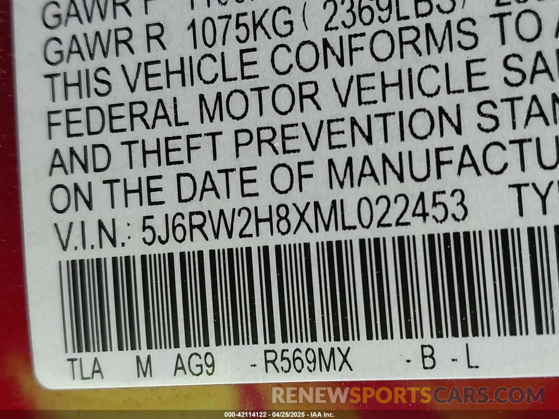 9 Photograph of a damaged car 5J6RW2H8XML022453 HONDA CR-V 2021