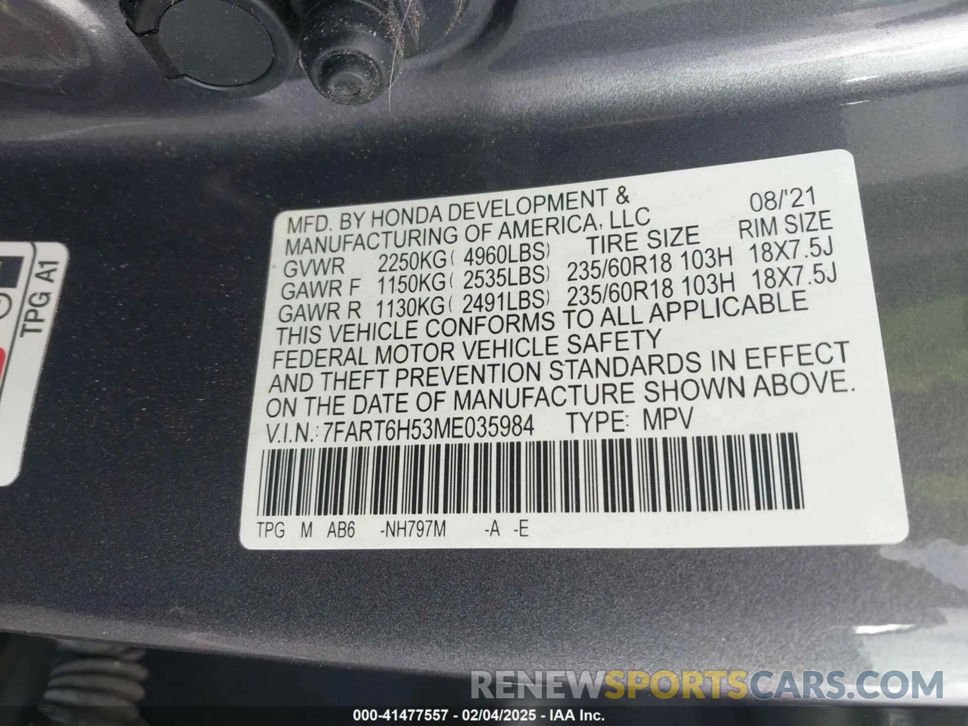 9 Photograph of a damaged car 7FART6H53ME035984 HONDA CR-V 2021