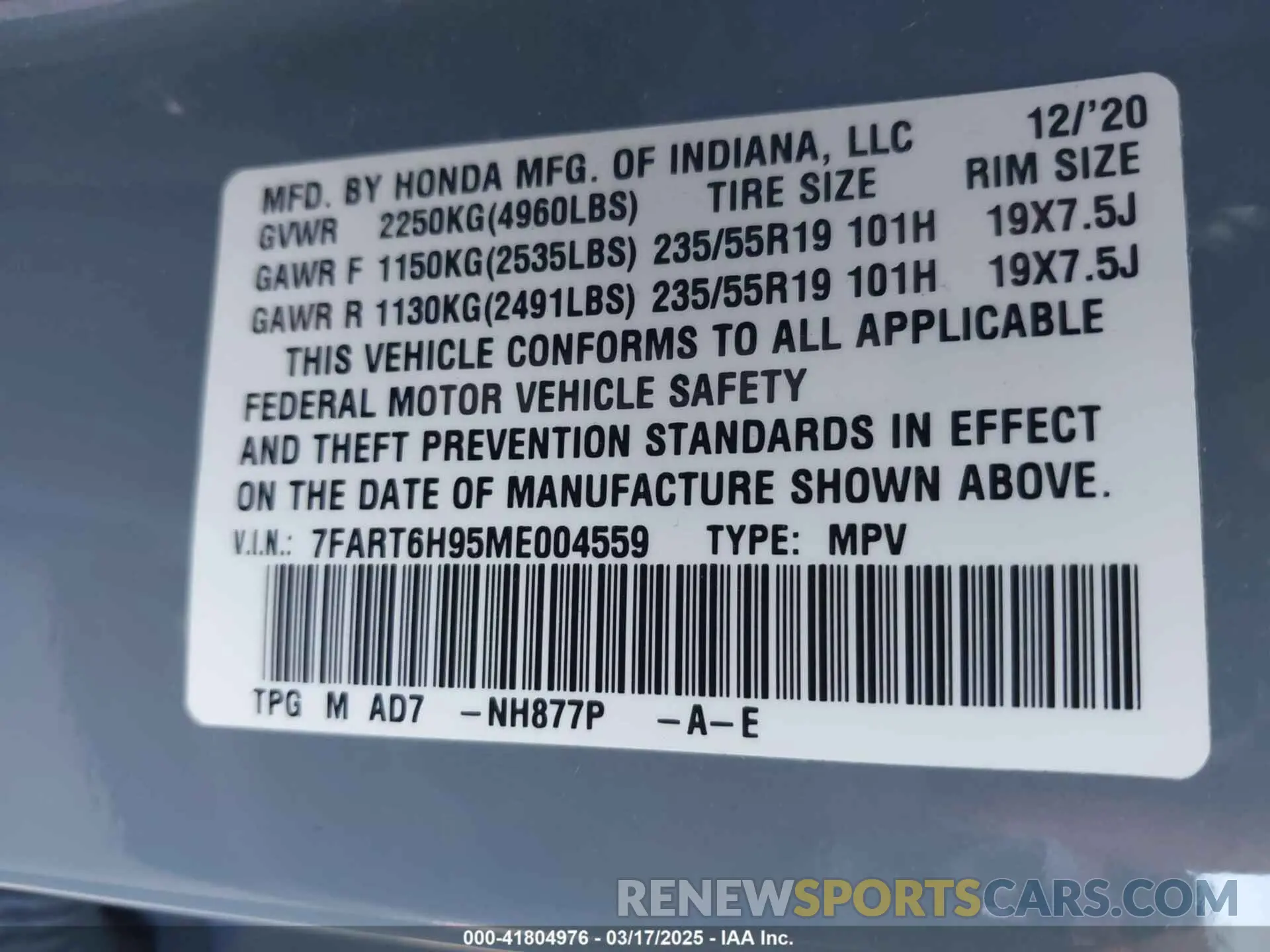 9 Photograph of a damaged car 7FART6H95ME004559 HONDA CR-V 2021