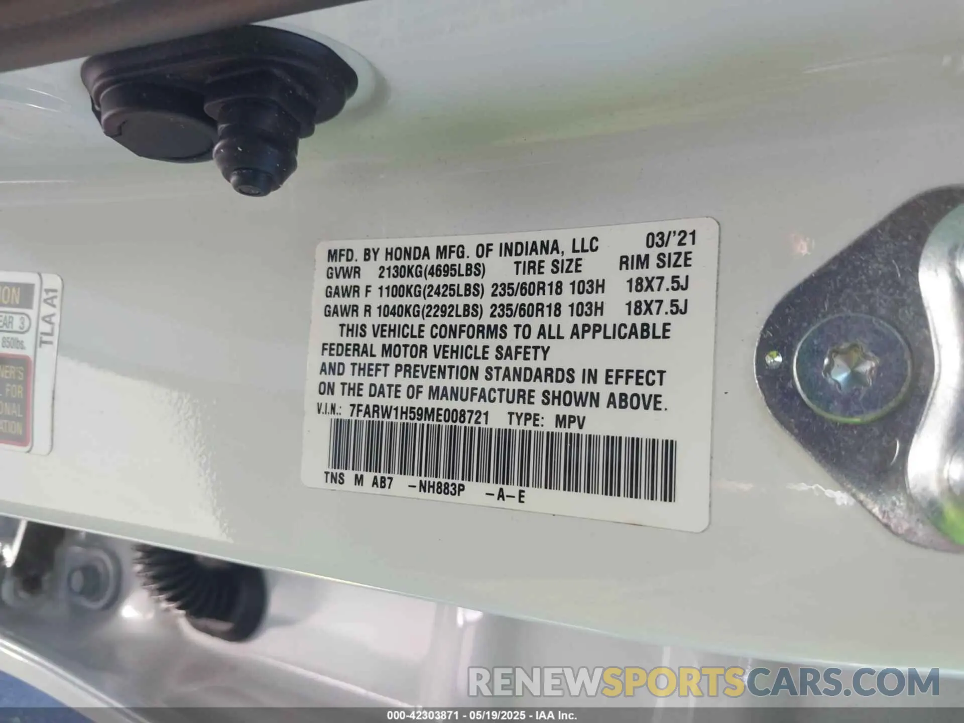 9 Photograph of a damaged car 7FARW1H59ME008721 HONDA CR-V 2021