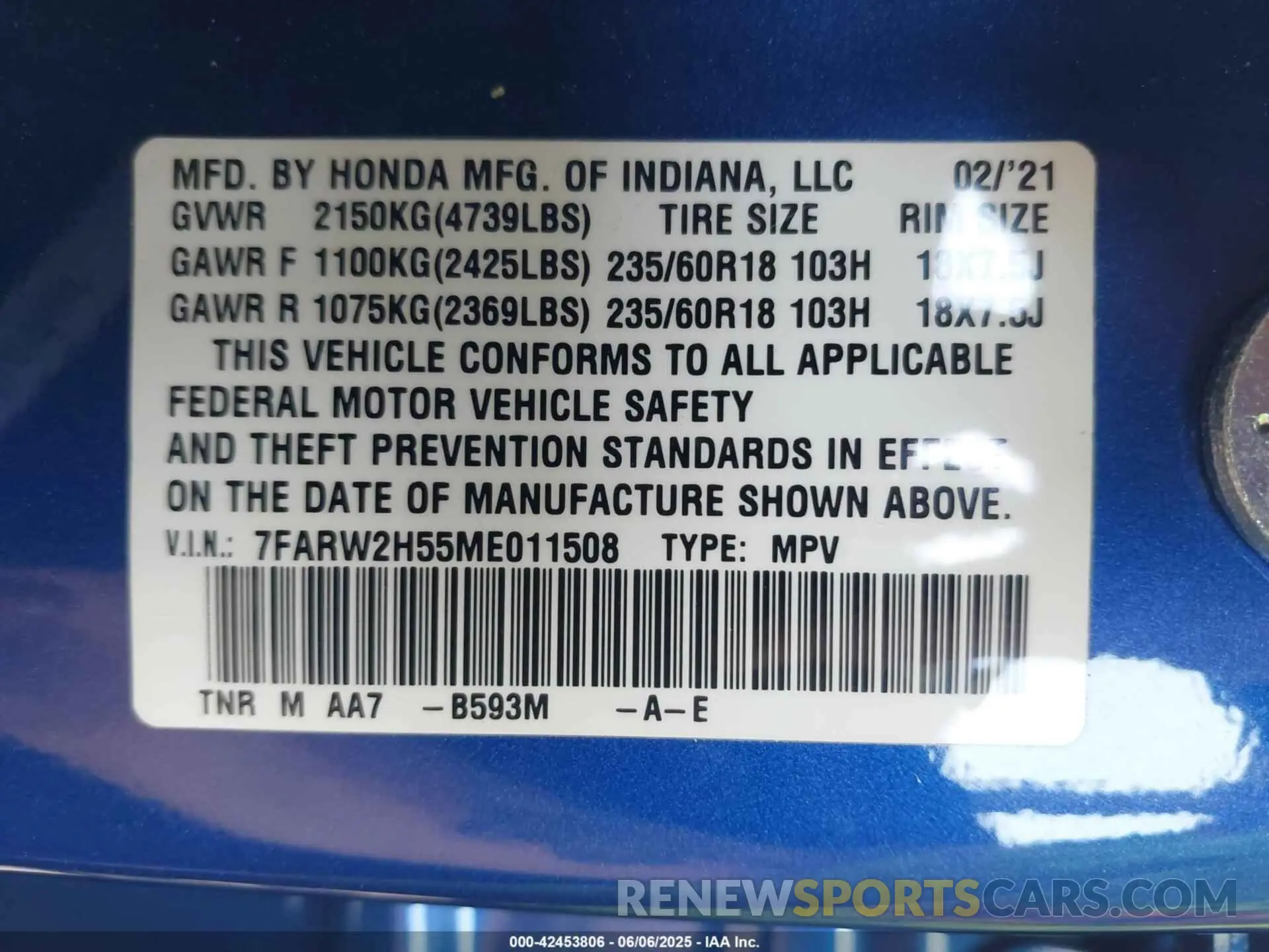 9 Photograph of a damaged car 7FARW2H55ME011508 HONDA CR-V 2021