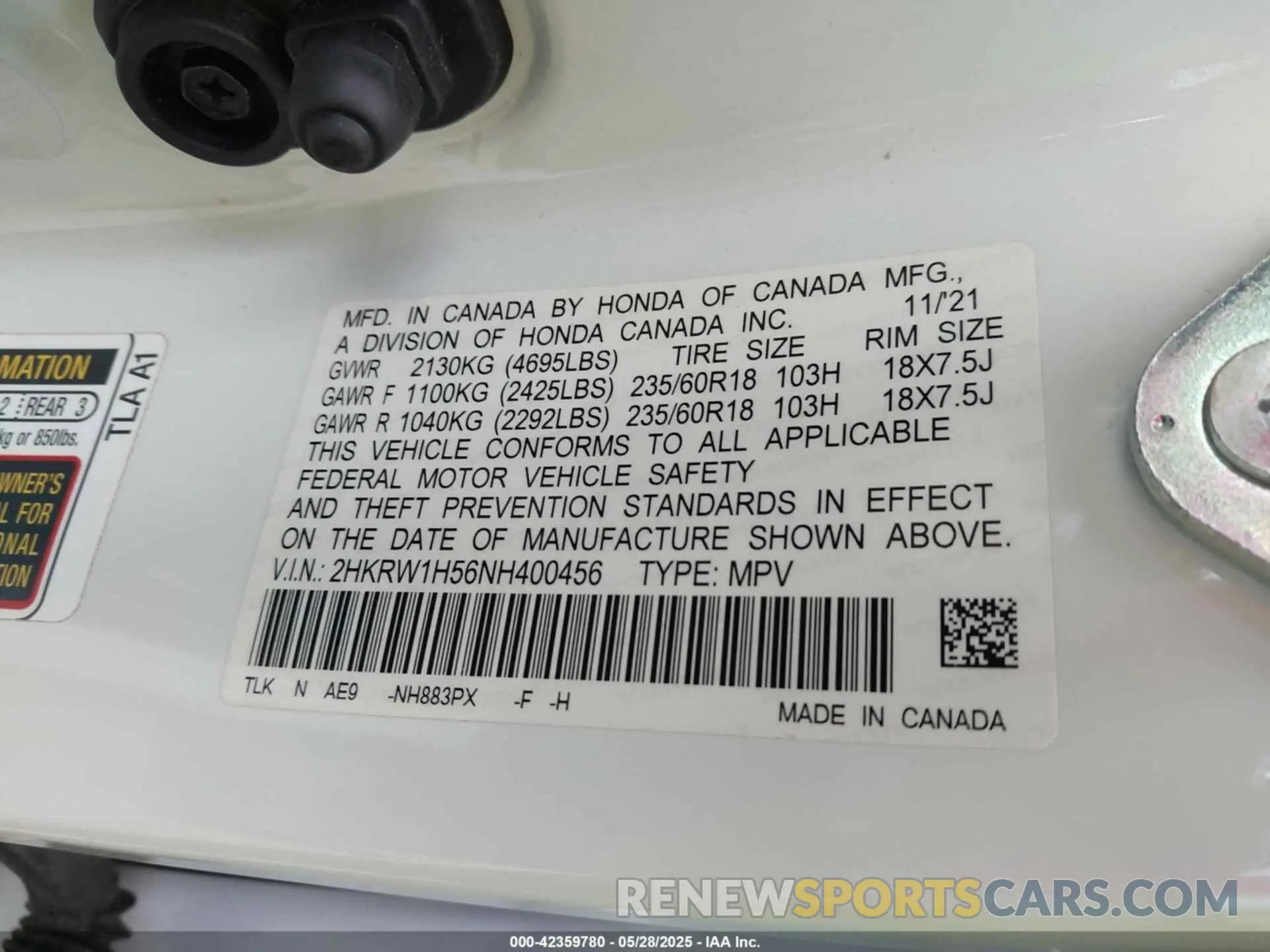 9 Photograph of a damaged car 2HKRW1H56NH400456 HONDA CR-V 2022