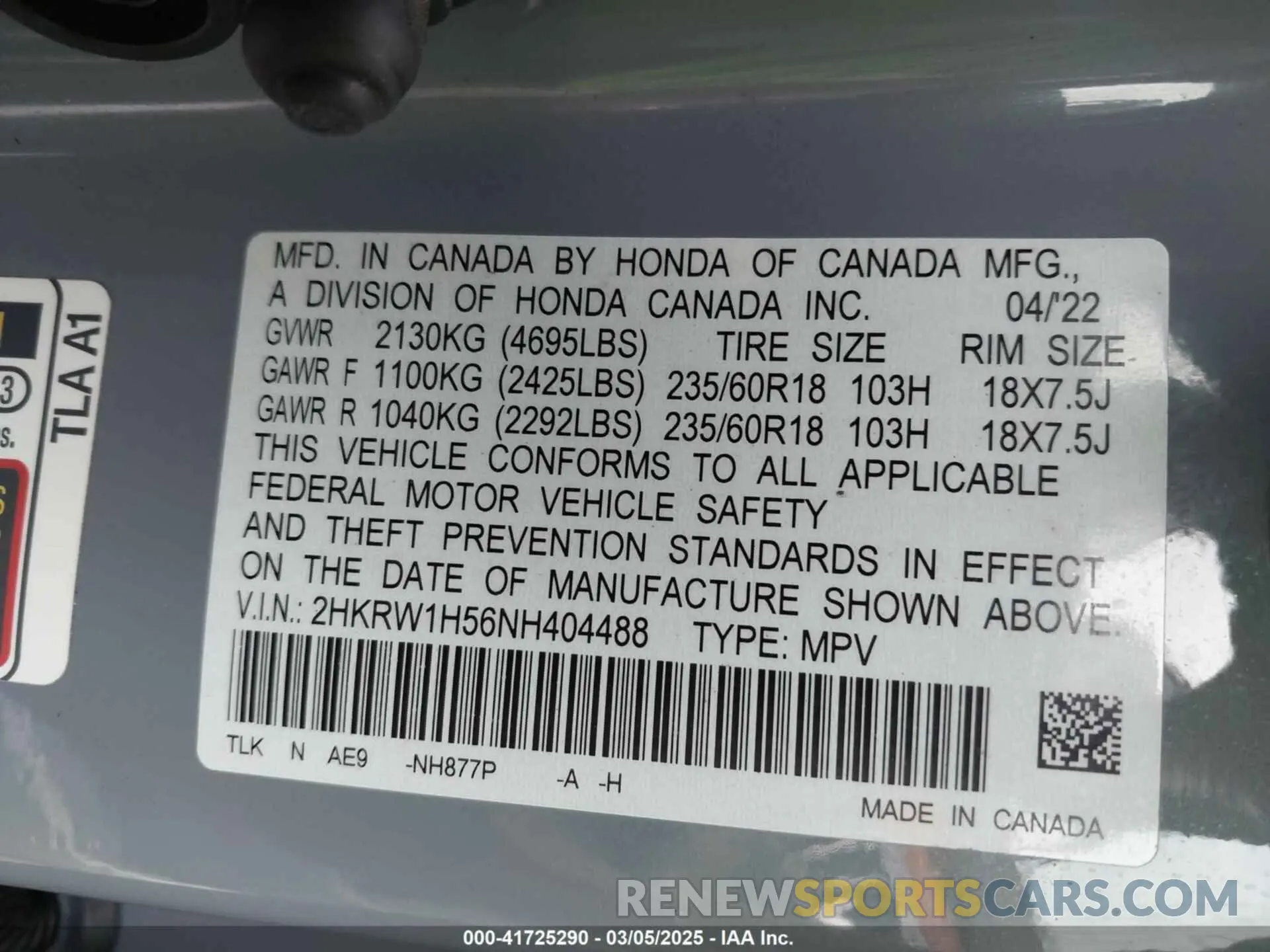 9 Photograph of a damaged car 2HKRW1H56NH404488 HONDA CR-V 2022
