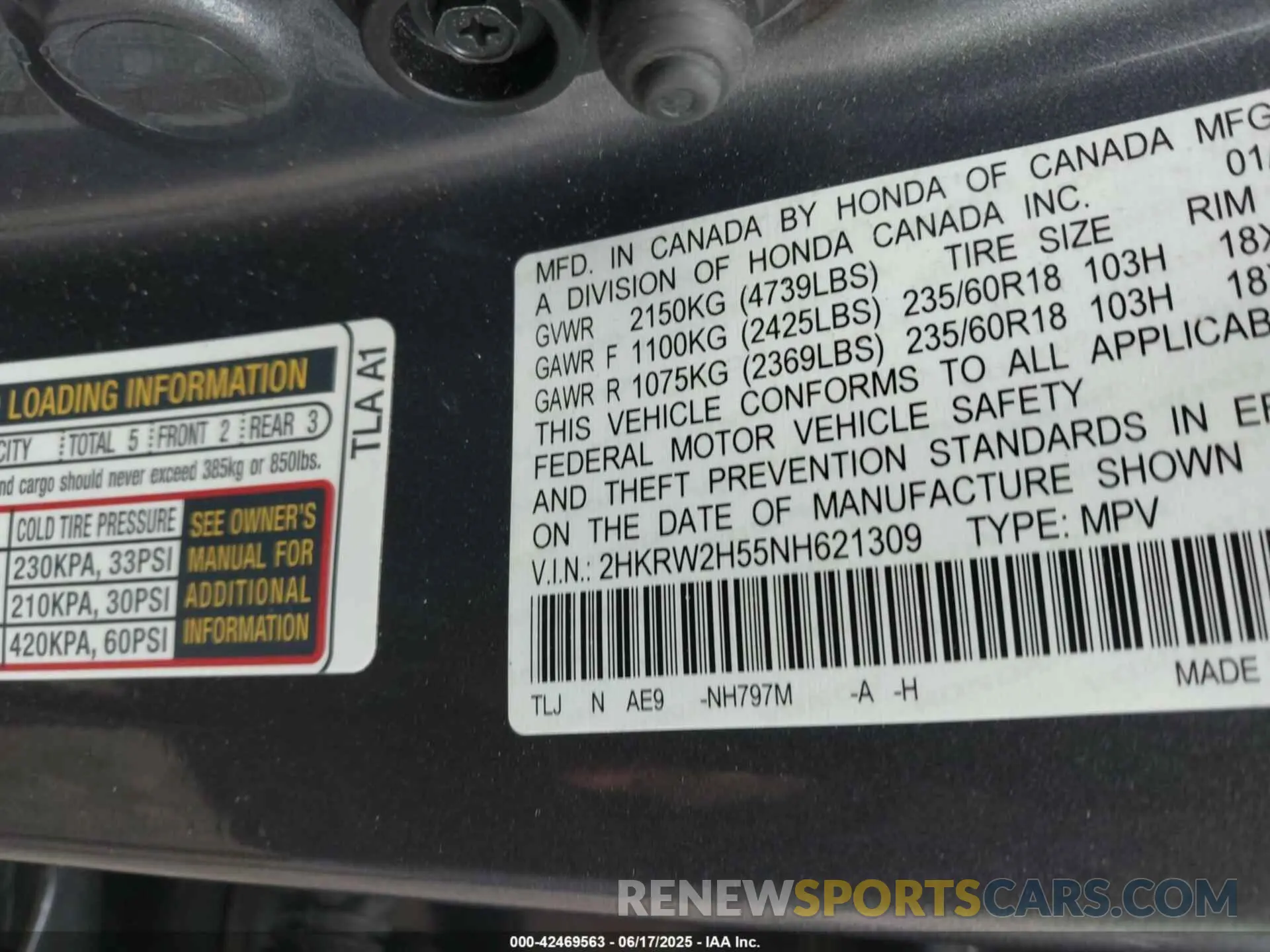 9 Photograph of a damaged car 2HKRW2H55NH621309 HONDA CR-V 2022