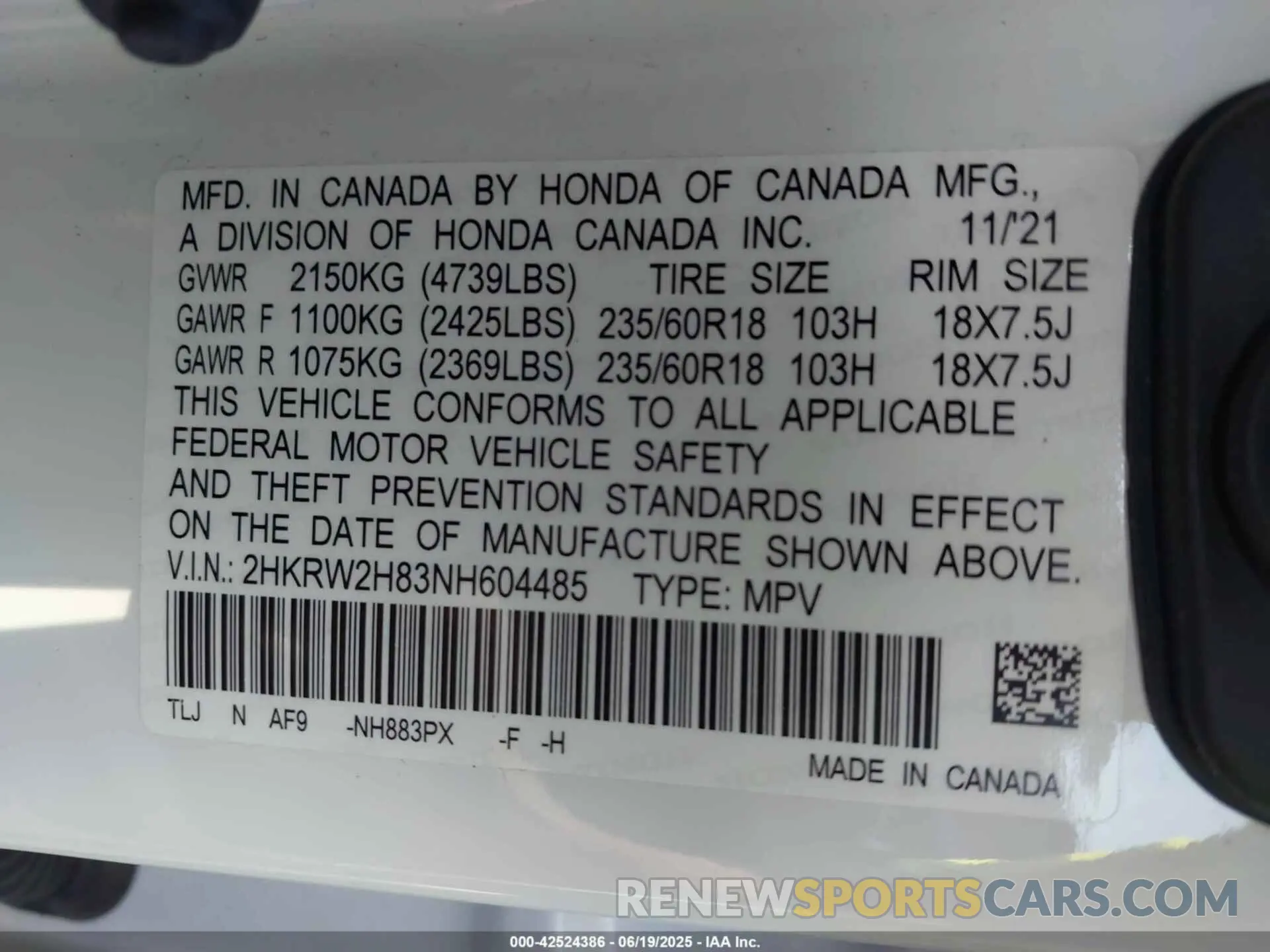 9 Photograph of a damaged car 2HKRW2H83NH604485 HONDA CR-V 2022